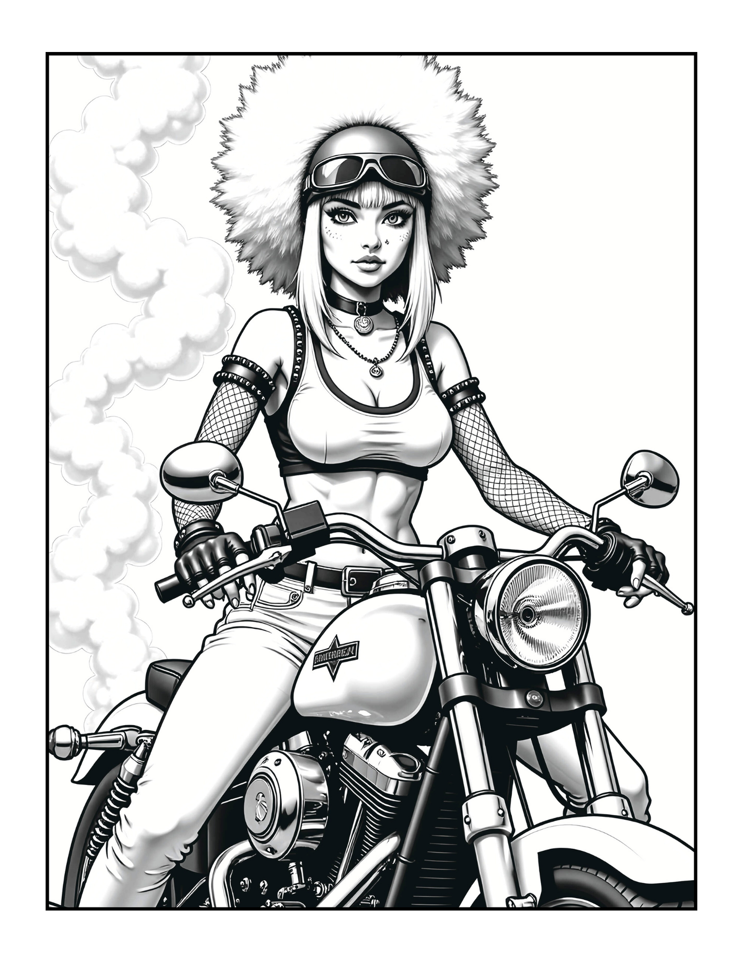 50 Pages Single Sided Cute Japanese Anime Manga Fashion Biker Girls Coloring Book Gift for Adults Men Women Kids Young Boys Girls Teens