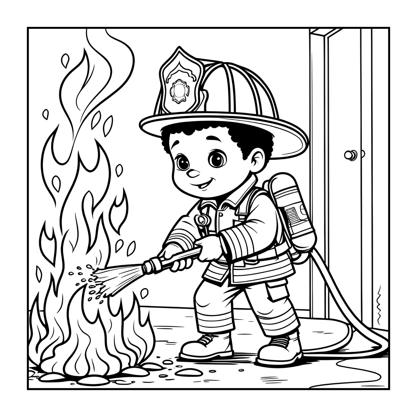 Cool Firefighter Coloring Book Gift for Adults Men Women Kids Boys Girls Teens 50 Pages Single Sided Fire Truck Fireman Firewoman Coloring