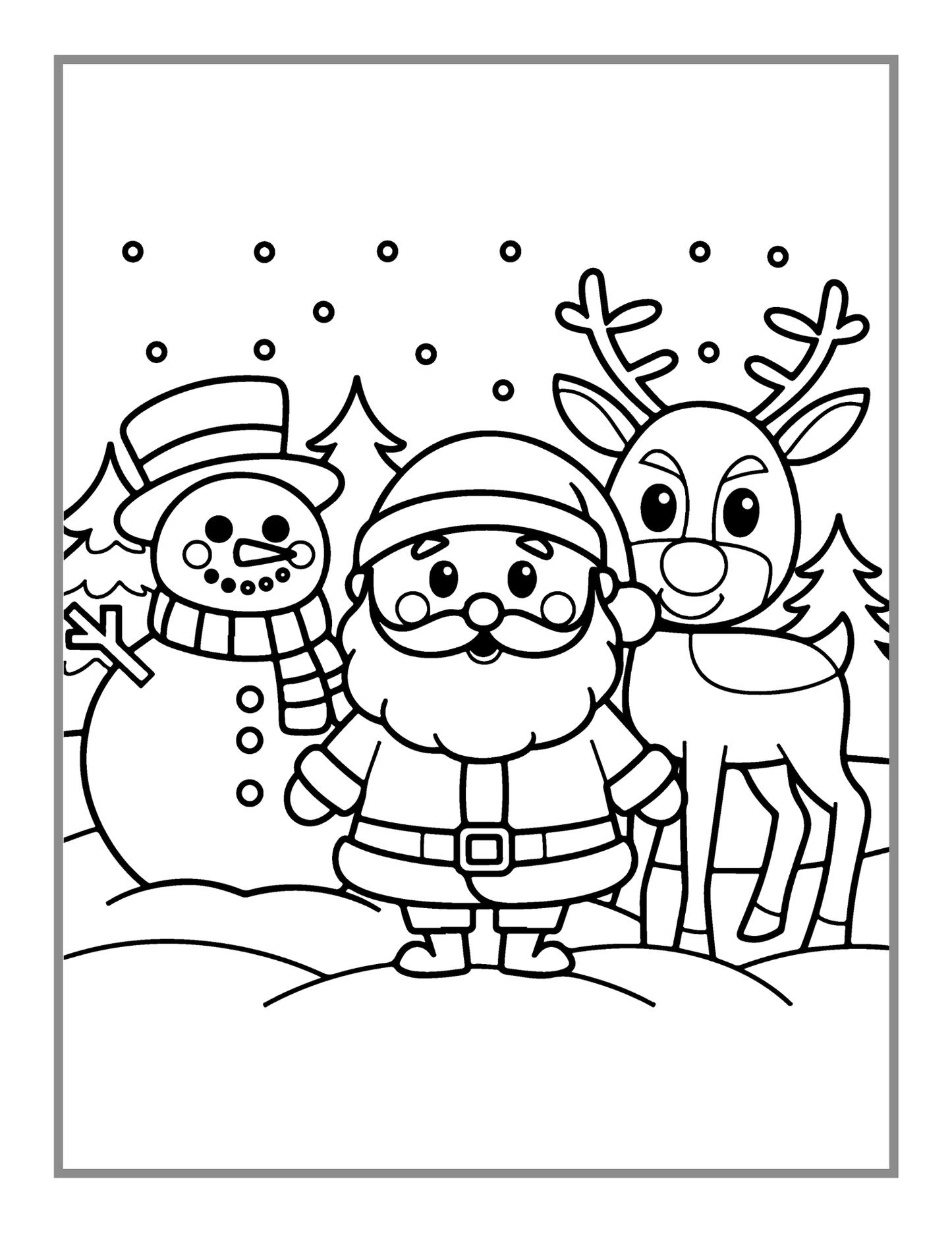 50 Pages Christmas Coloring Book Gift for Adults Men Women Kids Boys Girls Children Cozy Winter Snowman Xmas Tree Design Coloring Book