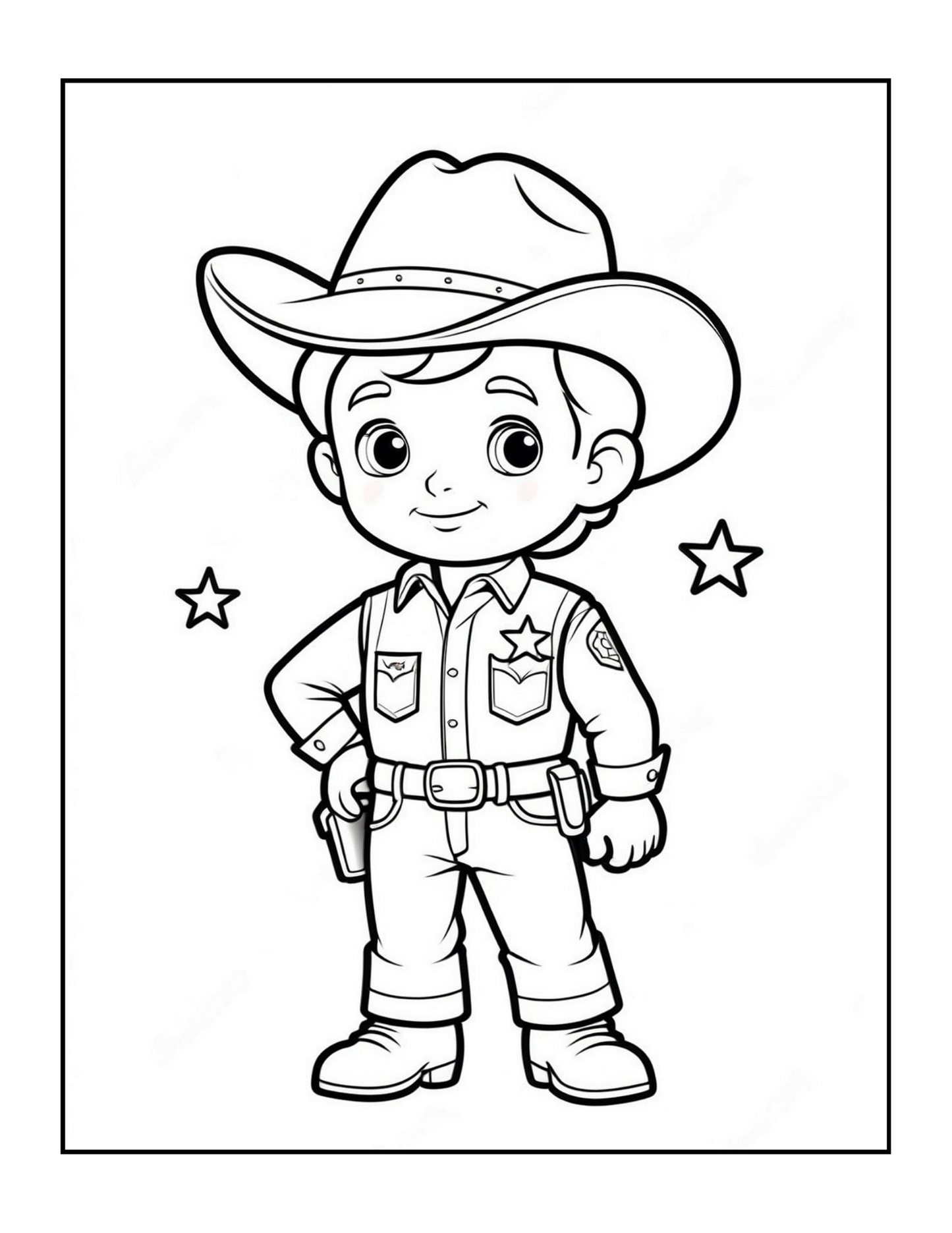 Cowboy Coloring Book Gift for Adults Men Women Kids Young Boys Girls Teens 50 Pages Single Sided Western Cowboy Coloring Activity Book