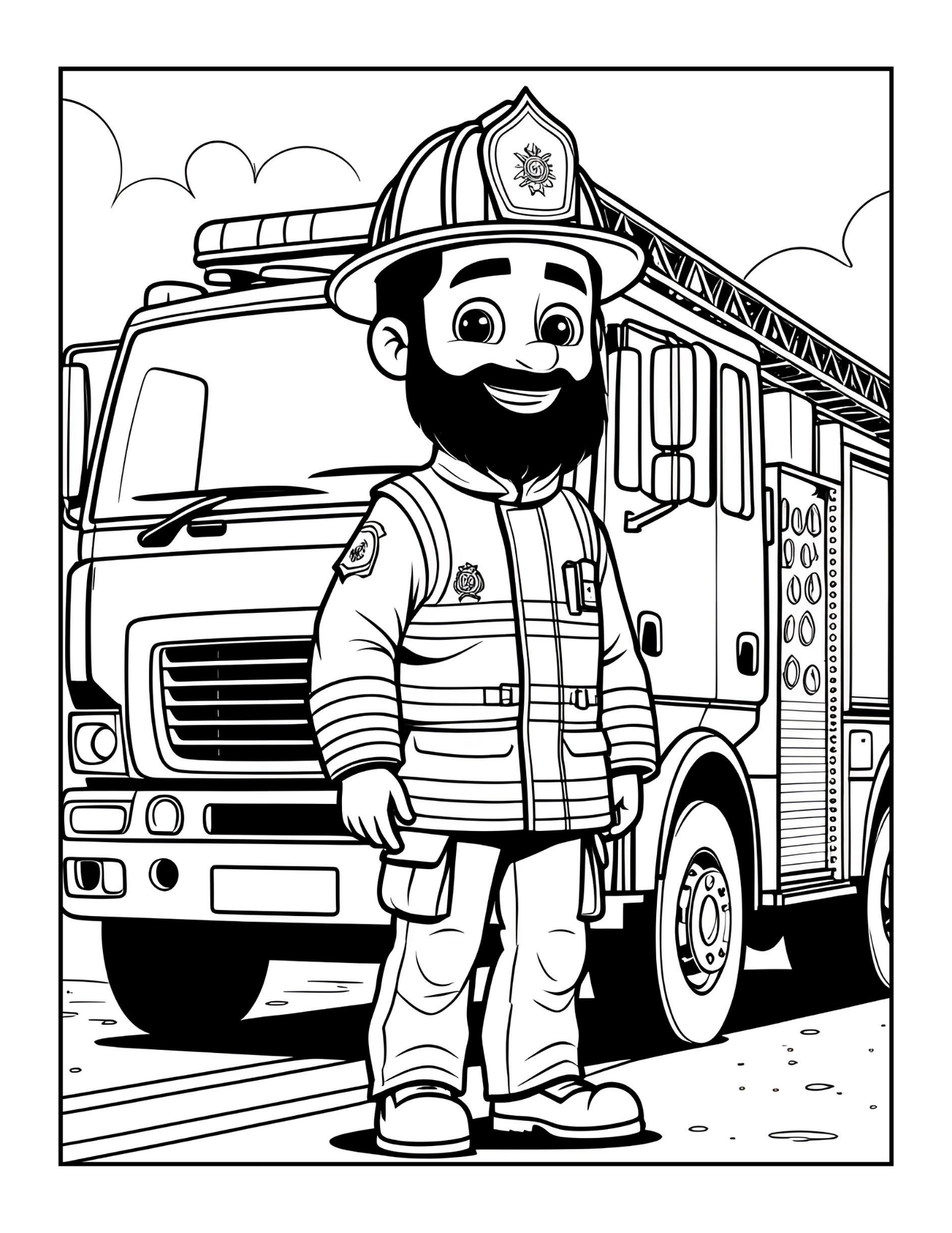 Cool Firefighter Coloring Book Gift for Adults Men Women Kids Boys Girls Teens 50 Pages Single Sided Fire Truck Fireman Coloring Book