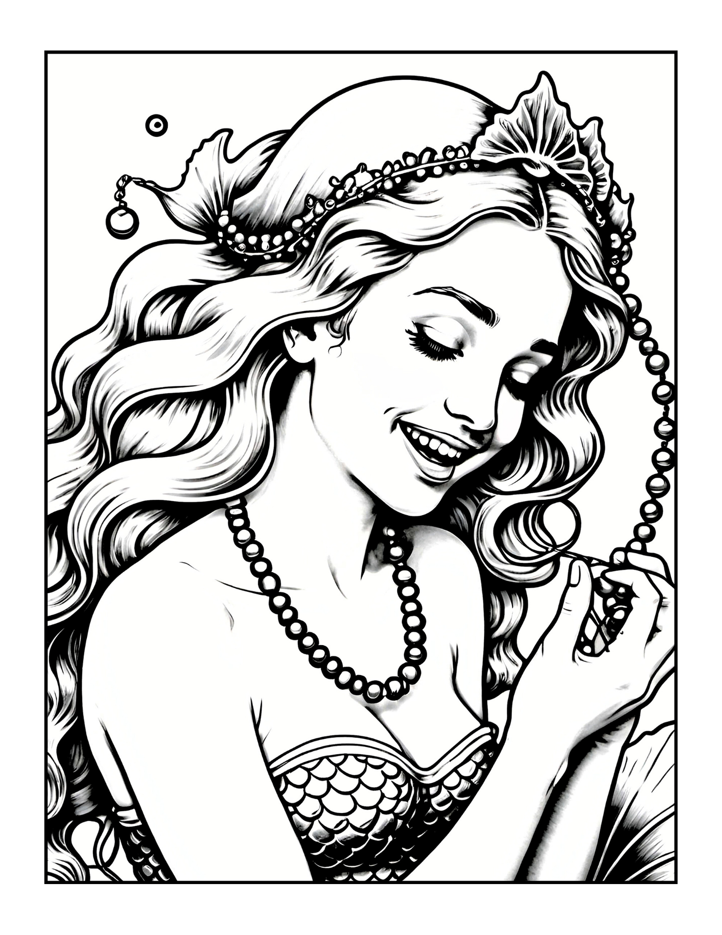 50 Pages Single Sided Cute Beautiful Mermaid Coloring Book Gift for Adults Men Women Kids Boys Girls Young Teens Bold and Easy Mermaid
