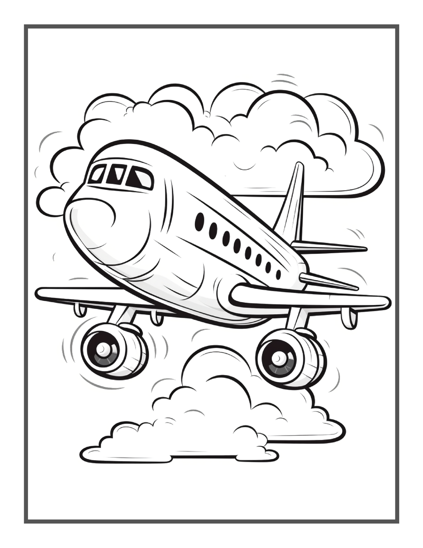 50 Pages Cute Airplane Coloring Book Gift for Kids Boys Girls Teens Youth Flying Airplane Aviation Fan Coloring Book Plane Coloring Pages