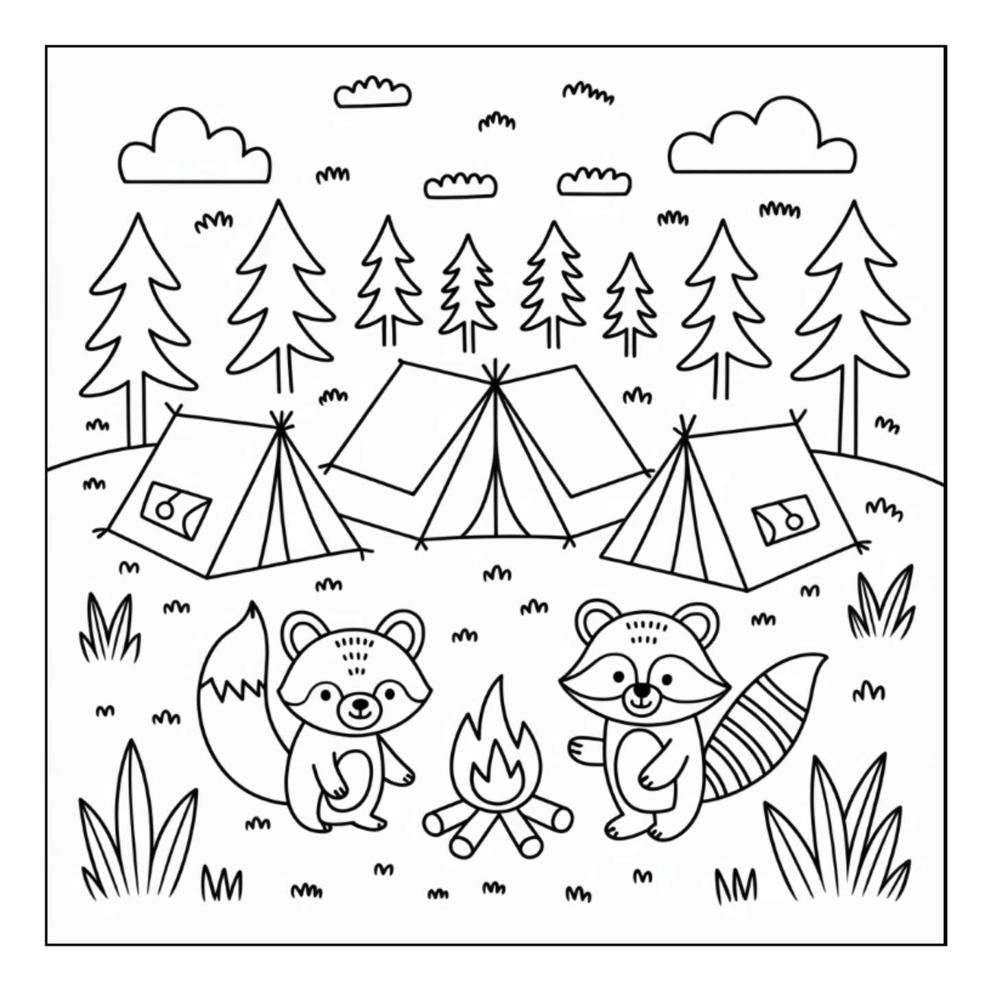 Bold and Easy Cozy Camping Coloring Book Gift for Adults Men Women Kids Boys Girls Young Teens Summer Camp Camping Coloring Sheets Children