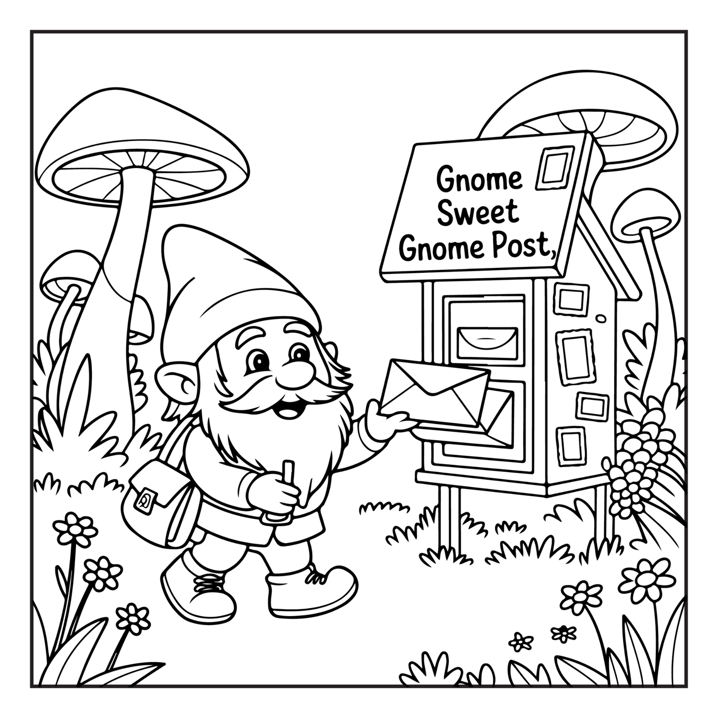 Bold Easy Simple Whimsical Gnome Coloring Sheets Cozy and Comfy Garden Gnomes Coloring Book Gift for Adults Men Women Kids Boys Girls Teens