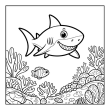 Load image into Gallery viewer, Cute Funny Shark Coloring Book for Kids Adults Ocean Animals Relaxing Marine Life Pages Coloring Book
