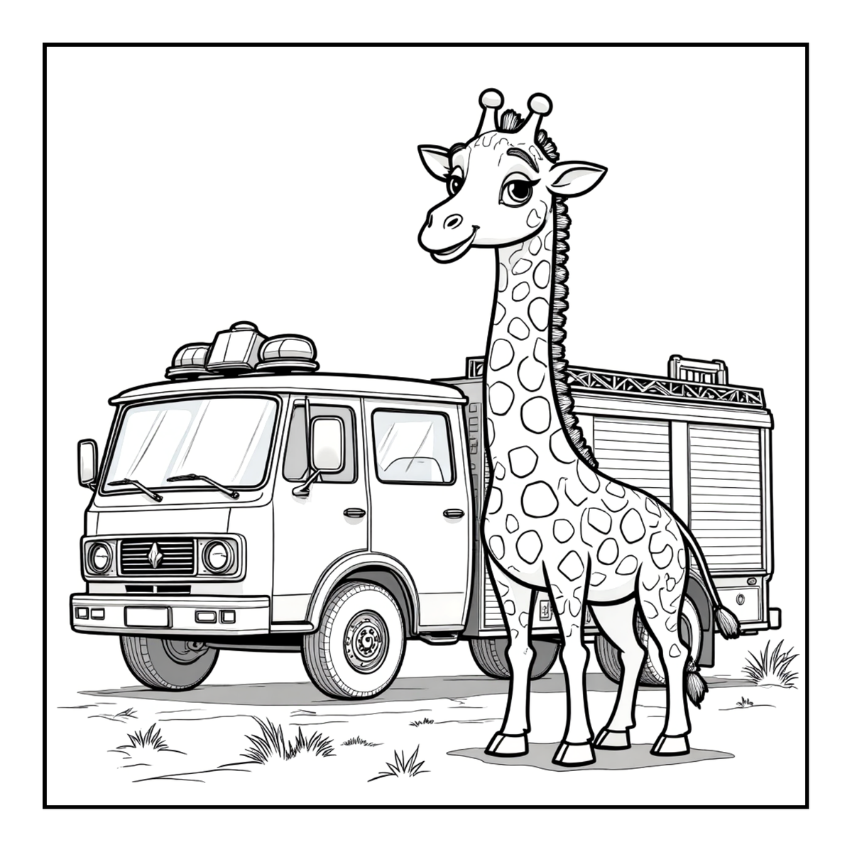 Cute Cozy Funny Giraffe Animal Coloring Book Gift for Adults Kids Boys Girls Teens: Single Sided Bold and Easy Little Giraffe Coloring Book
