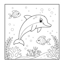 Load image into Gallery viewer, Cute Sea Life Coloring Book for Kids Teens Adults Ocean Animals, Marine Creatures, Stress Relief, Single Sided Coloring Pages
