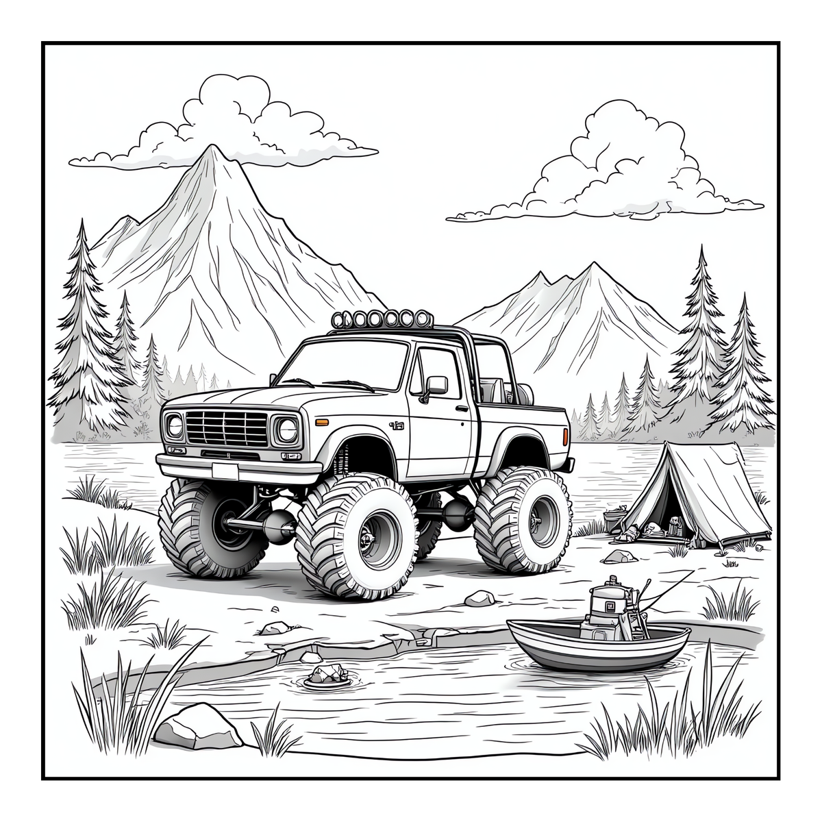 Monster Truck Coloring Book for Kids Adults: Easy Monster Truck Coloring Book Pages for Toddlers Boys Girls Adults