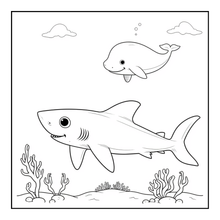 Load image into Gallery viewer, Cute Funny Shark Coloring Book for Kids Adults Ocean Animals Relaxing Marine Life Pages Coloring Book

