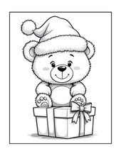 Load image into Gallery viewer, Cozy Christmas Coloring Book for Kids Adults: 25 Bold Easy Single Sided Holiday Coloring Pages with Cute Kitten Santa Snowman Designs
