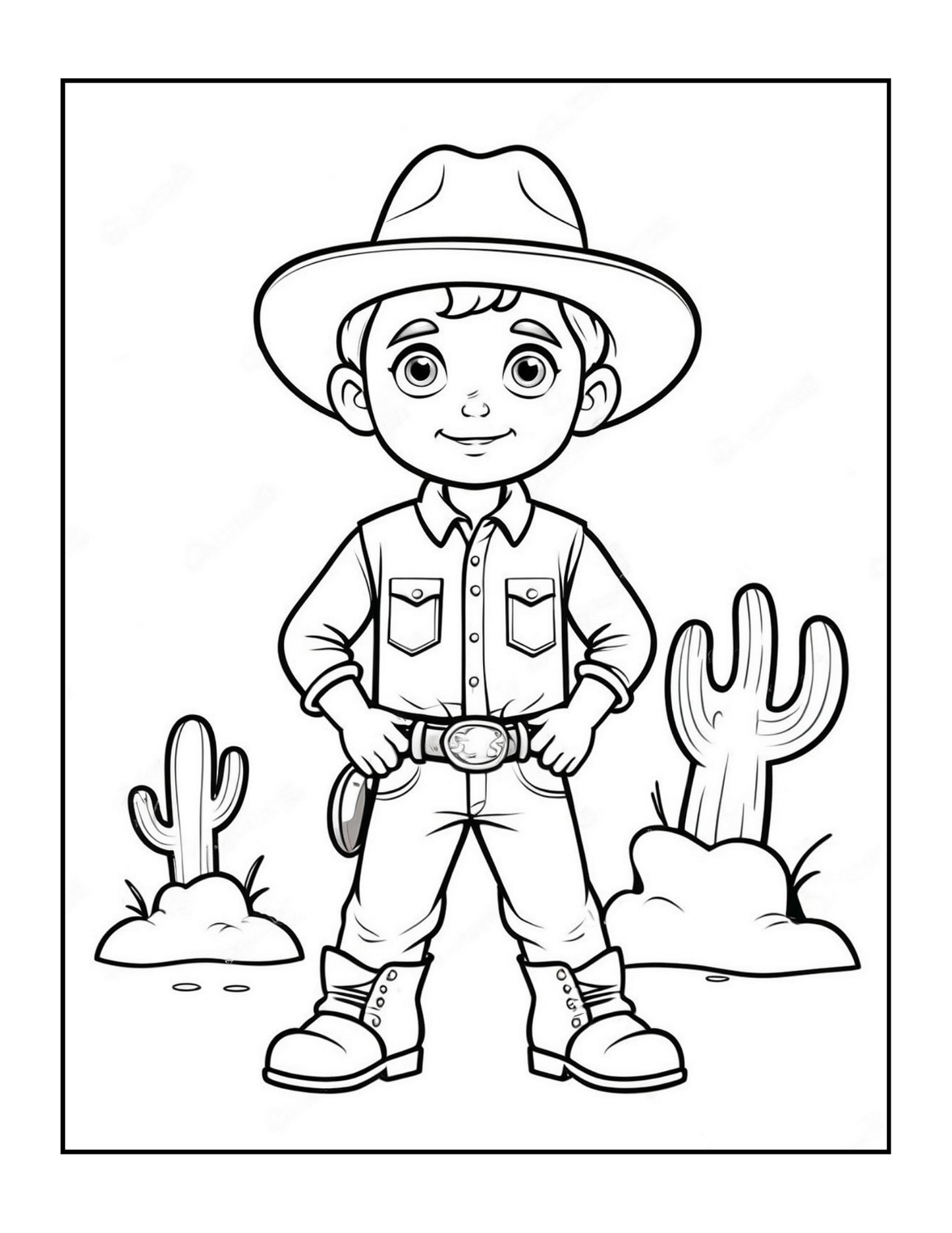 Cowboy Coloring Book Gift for Adults Men Women Kids Young Boys Girls Teens 50 Pages Single Sided Cute Cowboy Coloring Book for Children