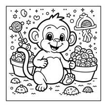Load image into Gallery viewer, Cute Monkey Coloring Book for Kids Adults Fun Zoo Animal Pages, Stress Relief Creative Activity Coloring Book
