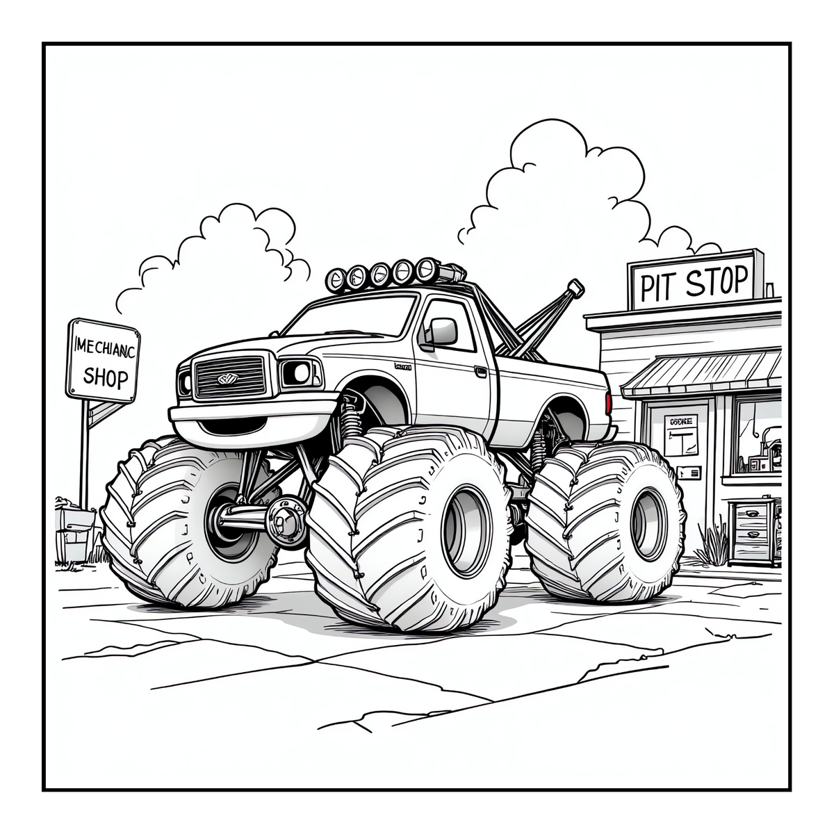 Monster Truck Coloring Book for Kids Adults: Easy Monster Truck Coloring Book Pages for Toddlers Boys Girls Adults
