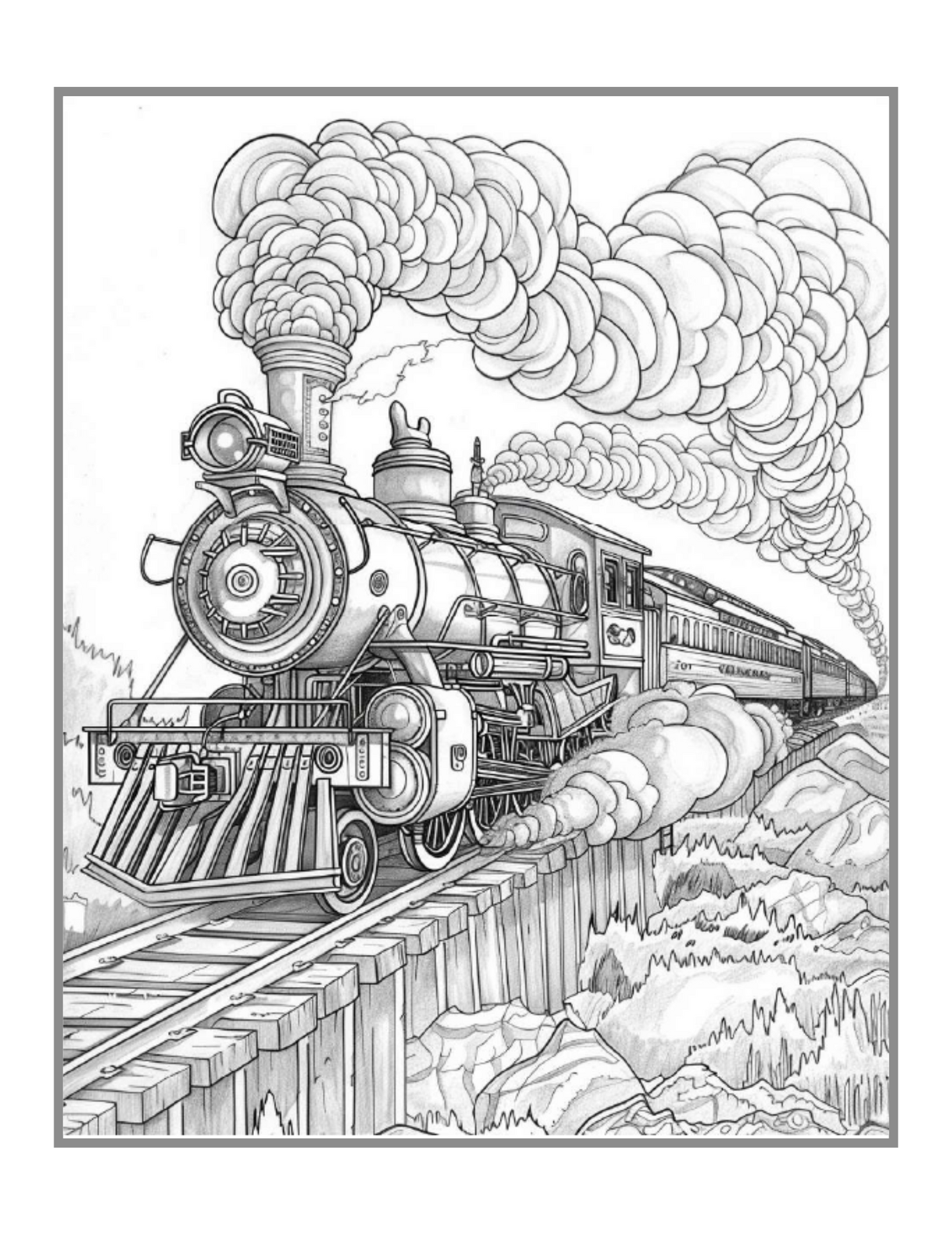 Train Locomotive Enthusiasts Coloring Book Gift for Adults Kids Boys Girls Cute Freight Locomotive Train Lover Train Coloring Sheets