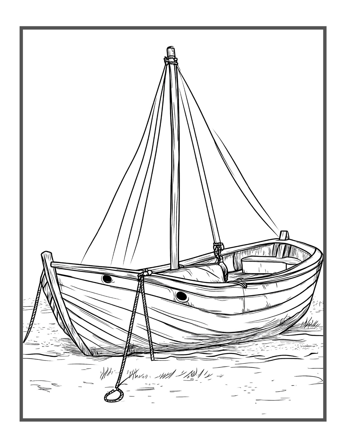 50 Pages Fishing Boat Coloring Book Gift for Adults Kids Men Women Boys Girls Teens Youth Boat Fishing Sailboat Race Boat Lover Relaxation