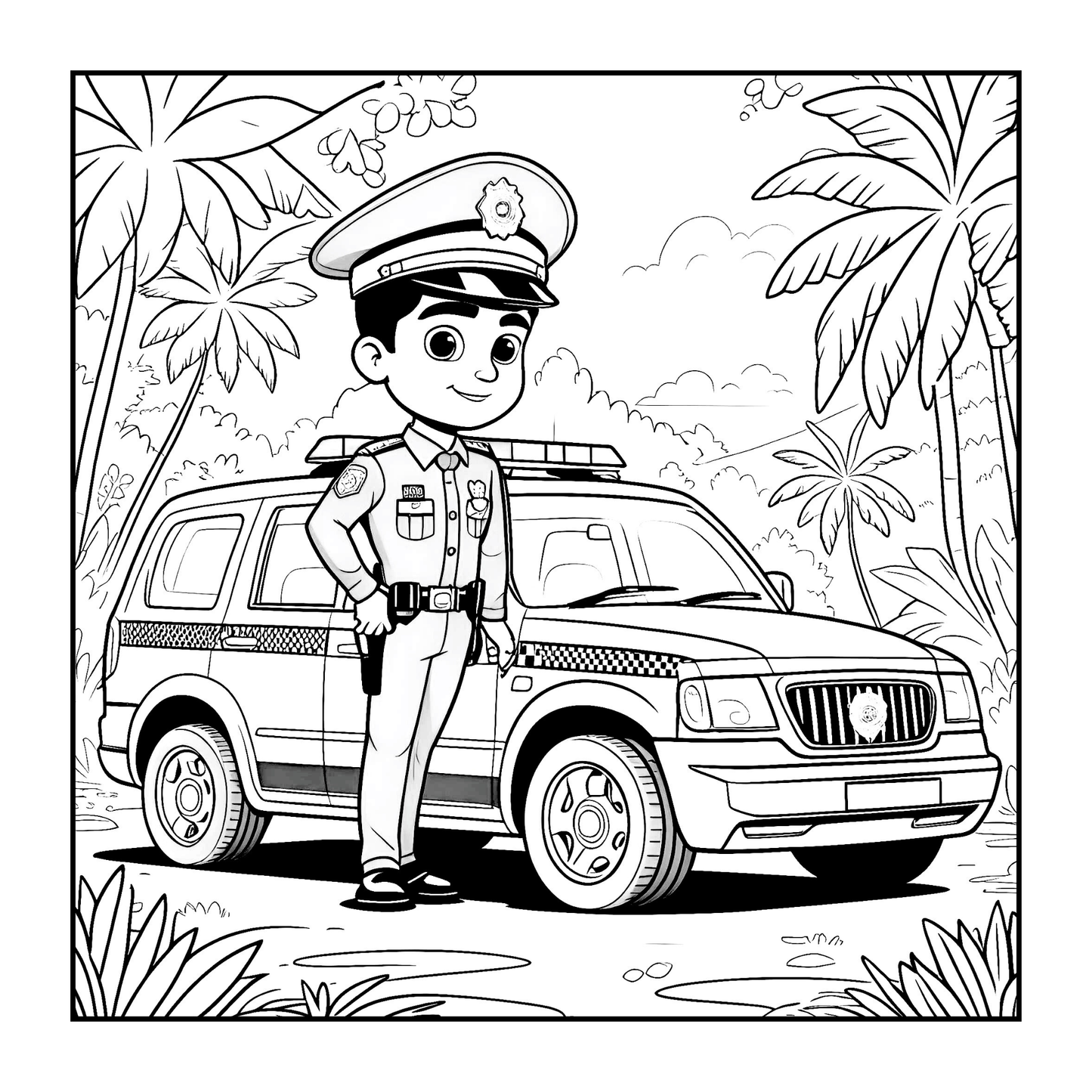 Cool Police Officer Coloring Book Gift for Adults Kids Boys Girls Teens 50 Pages Single Sided Police Coloring Activity Book for Children