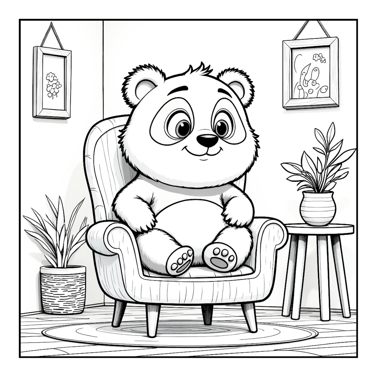 Cute Cozy Panda Bear Animal Coloring Book Gift for Adults Kids Boys Girls Teens: Single Sided Bold and Easy Cool Panda Bear Coloring Book