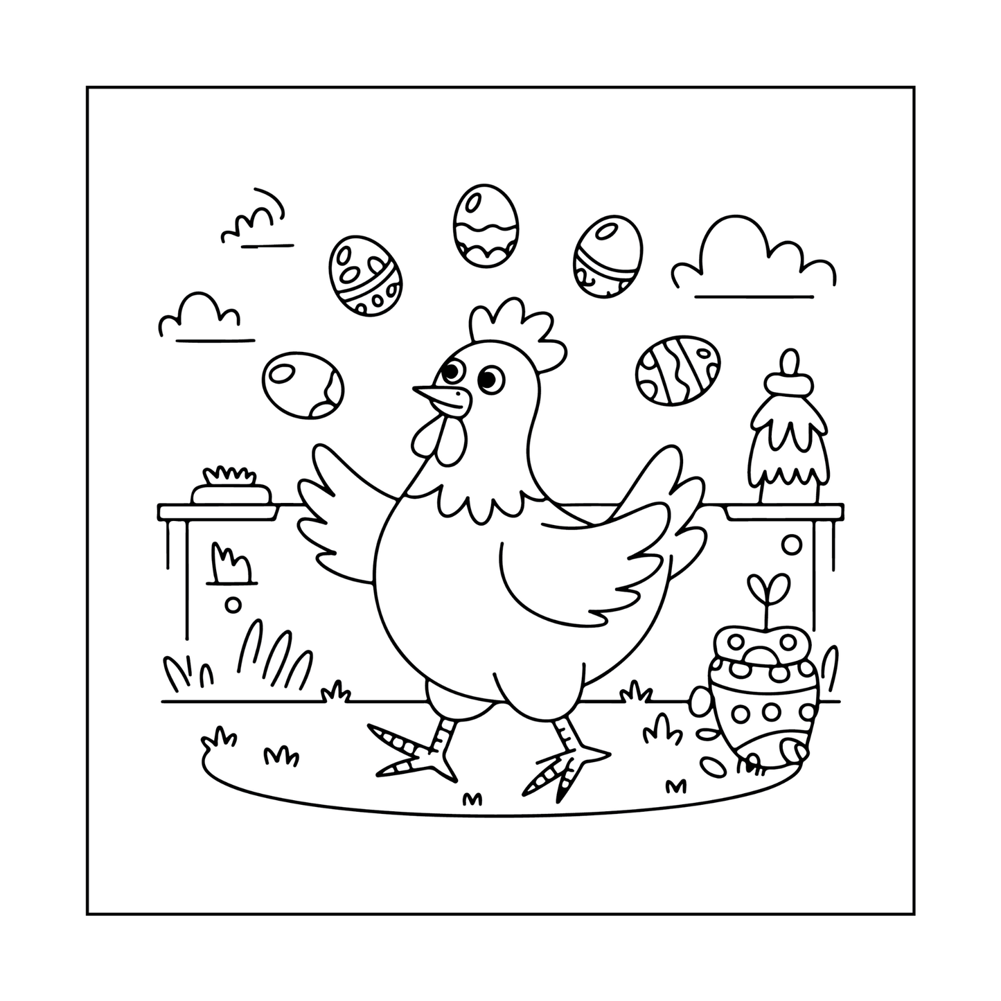 Cute Funny Chicken Coloring Book Gift for Adults Kids Boys Girls Teens Bold and Easy Chicken Bird Coloring Sheets for Children Relaxation