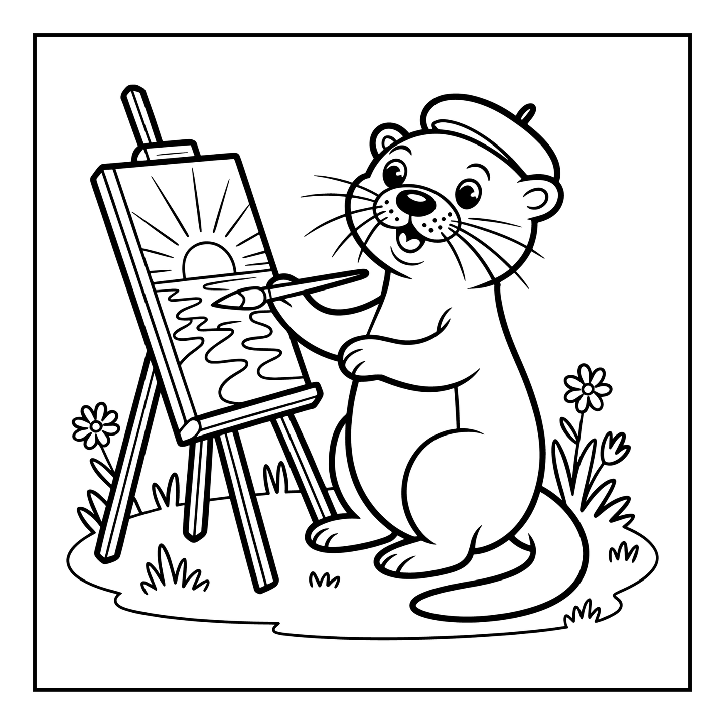 Funny Cute Kawaii Sea Otter Animal Coloring Book Gift for Adults Men Women Kids Boys Girls Teens Cool River Otter Coloring Activity Book