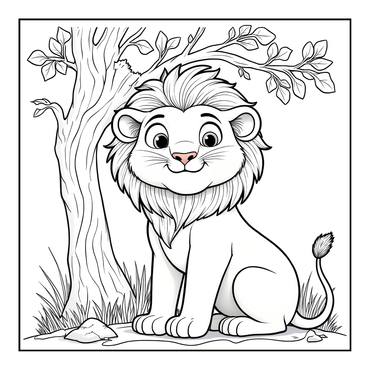 Cute Cozy Funny Lion Animal Coloring Book Gift for Adults Kids Boys Girls Teens: Single Sided Bold and Easy Cool Lion Themed Coloring Book