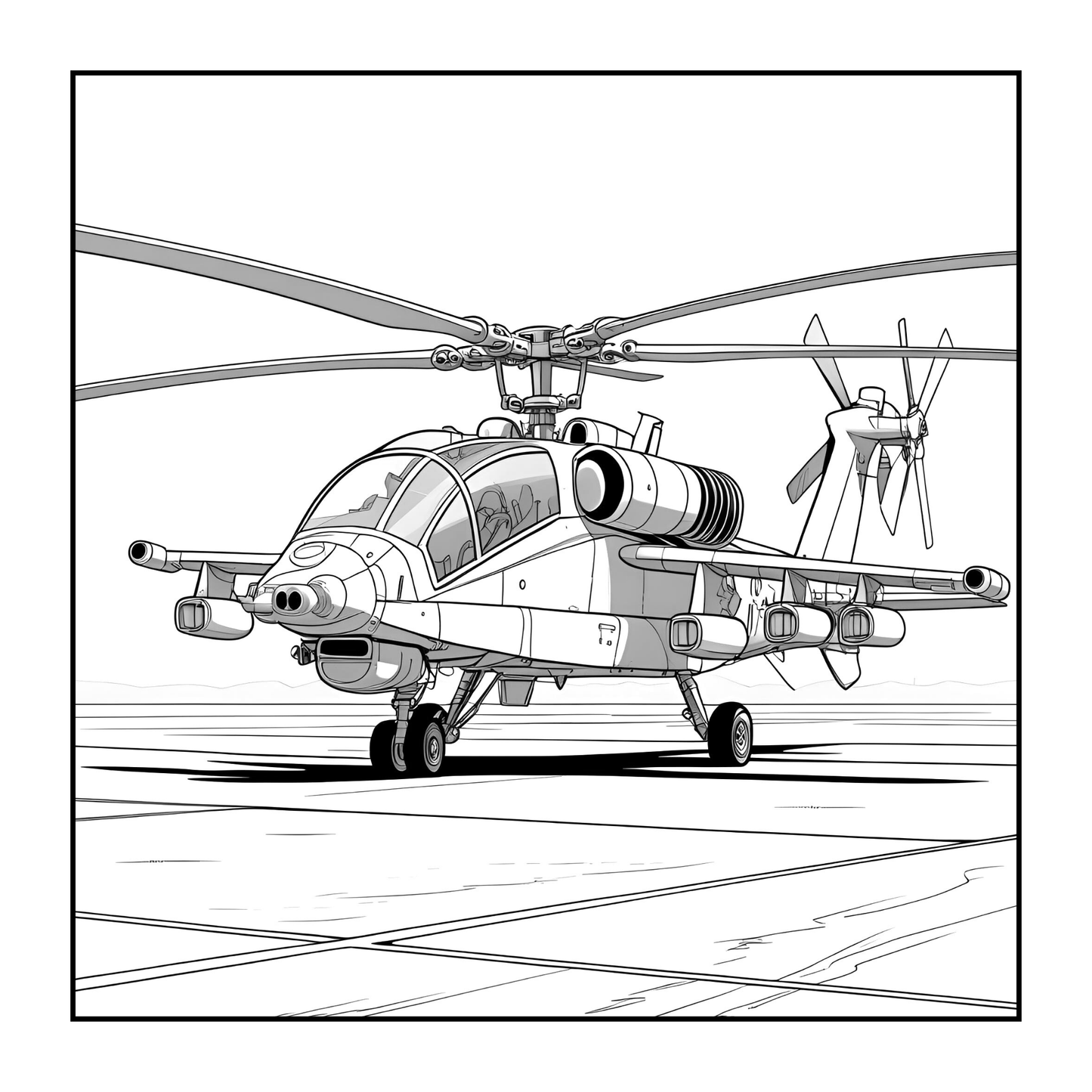 Military Attack Helicopter Coloring Book Gift for Adults Kids Boys Girls Teens Bold and Easy 50 Pages Single Sided Coloring Activity Book