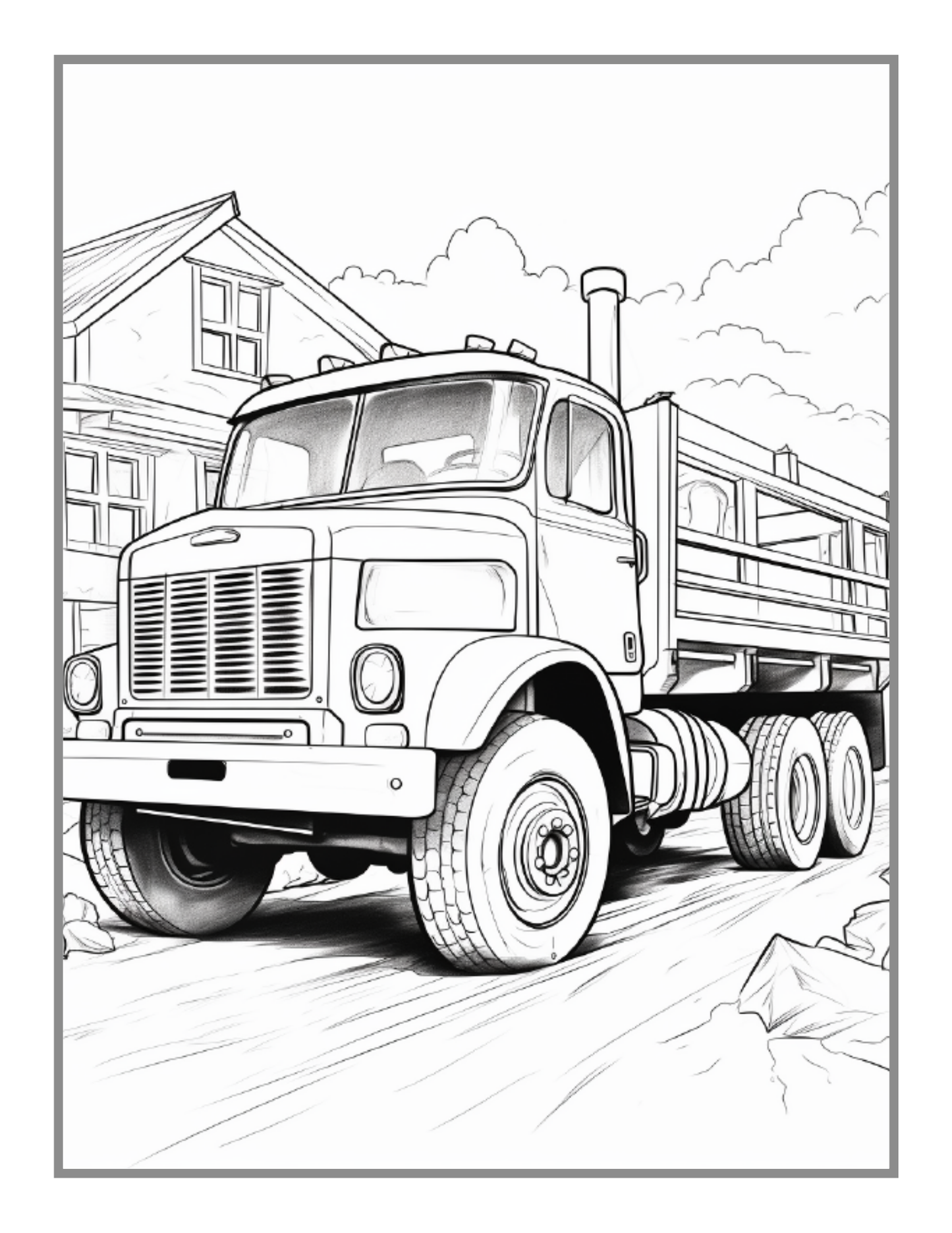 50 Pages Construction Vehicle Coloring Book Gift for Men Women Adults Kids Boys Girls Teens Children Construction Truck Coloring Pages