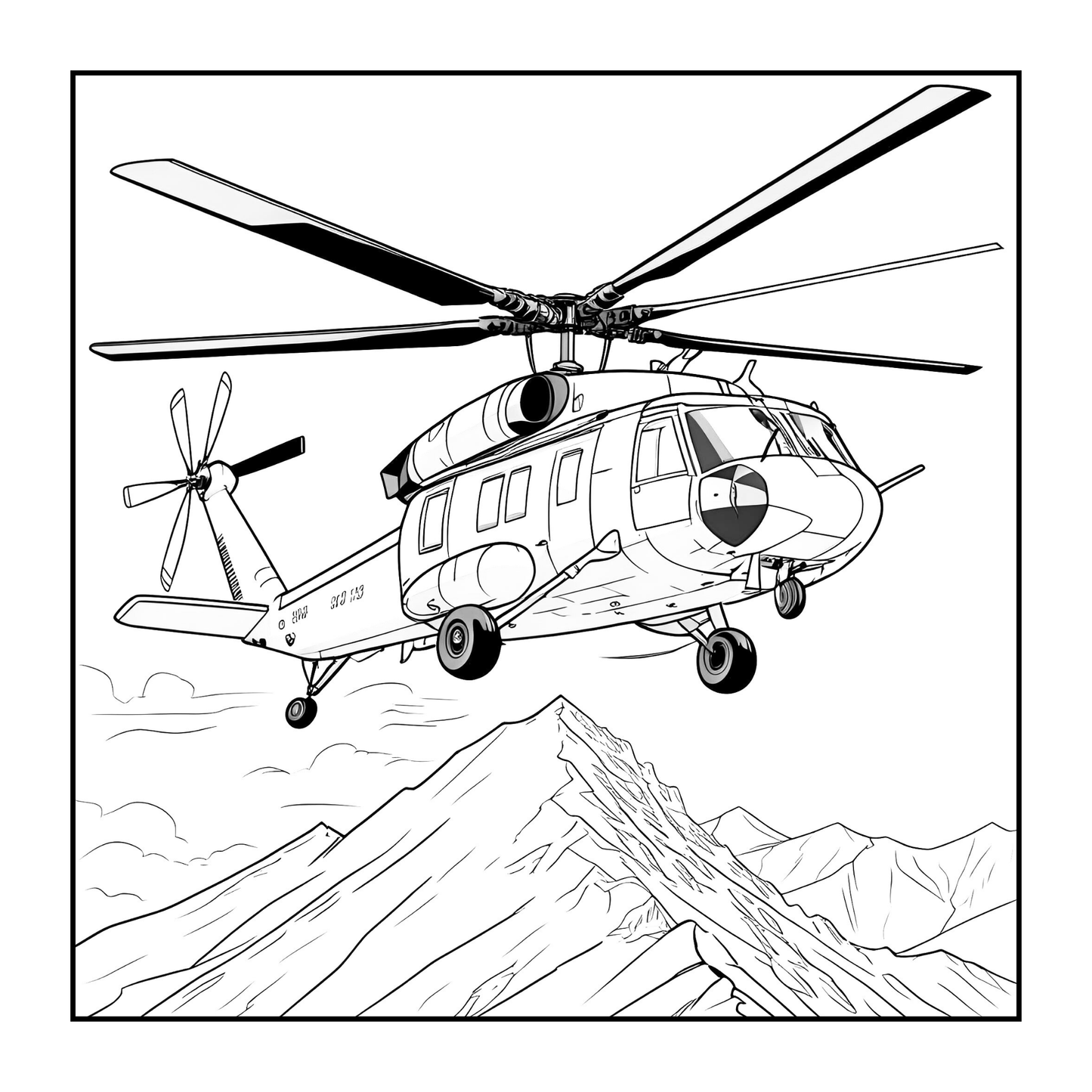 Military Helicopter Coloring Book Gift for Adults Kids Boys Girls Teens Bold and Easy 50 Pages Single Sided Coloring Activity Book Children