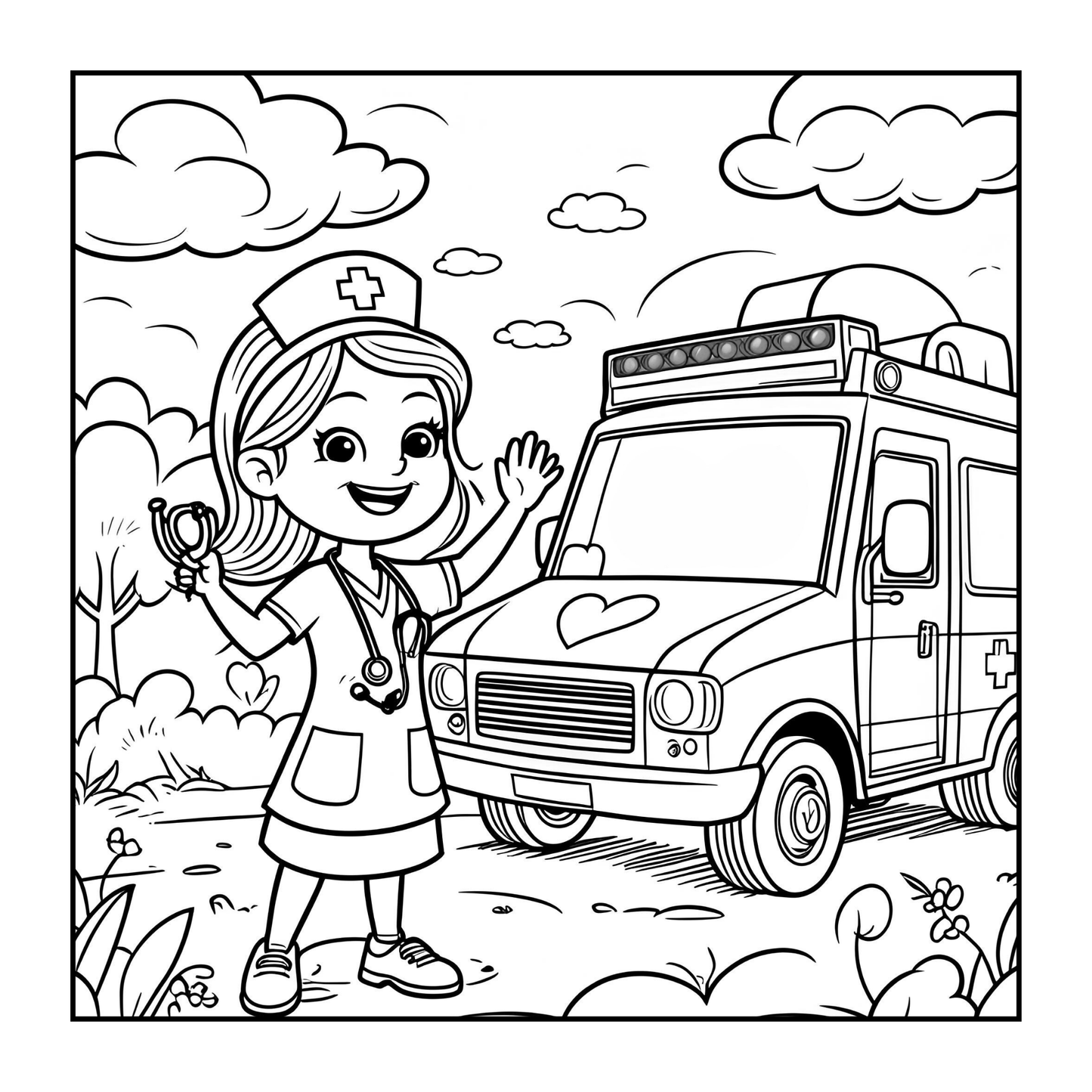 Nurse Coloring Book Gift for Adults Men Women Kids Young Boys Girls Teens 50 Pages Single Sided Hospital Nurse Coloring Activity Book