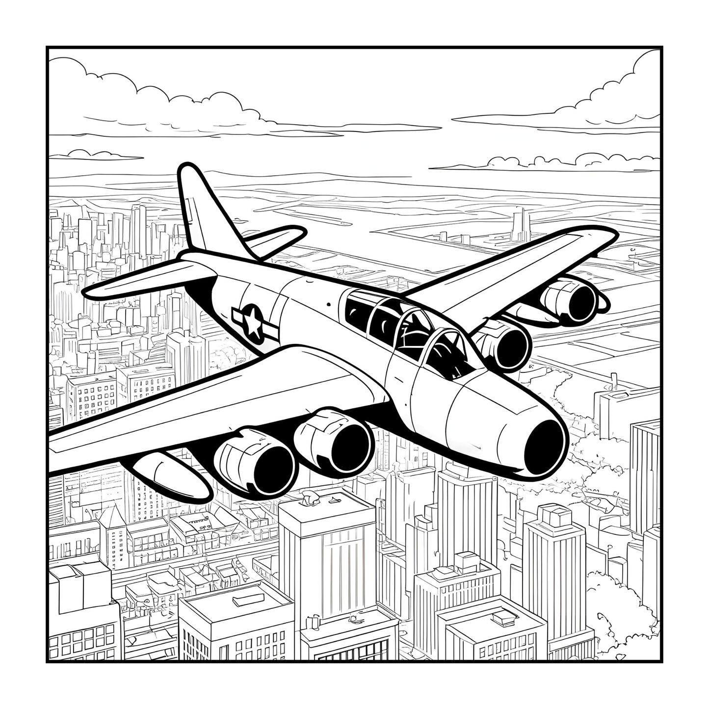 Military Jet Fighter Plane Coloring Book for Kids Adults Boys Girls 50 Pages Single Sided Plane Coloring Book Airplane Coloring Book Gift