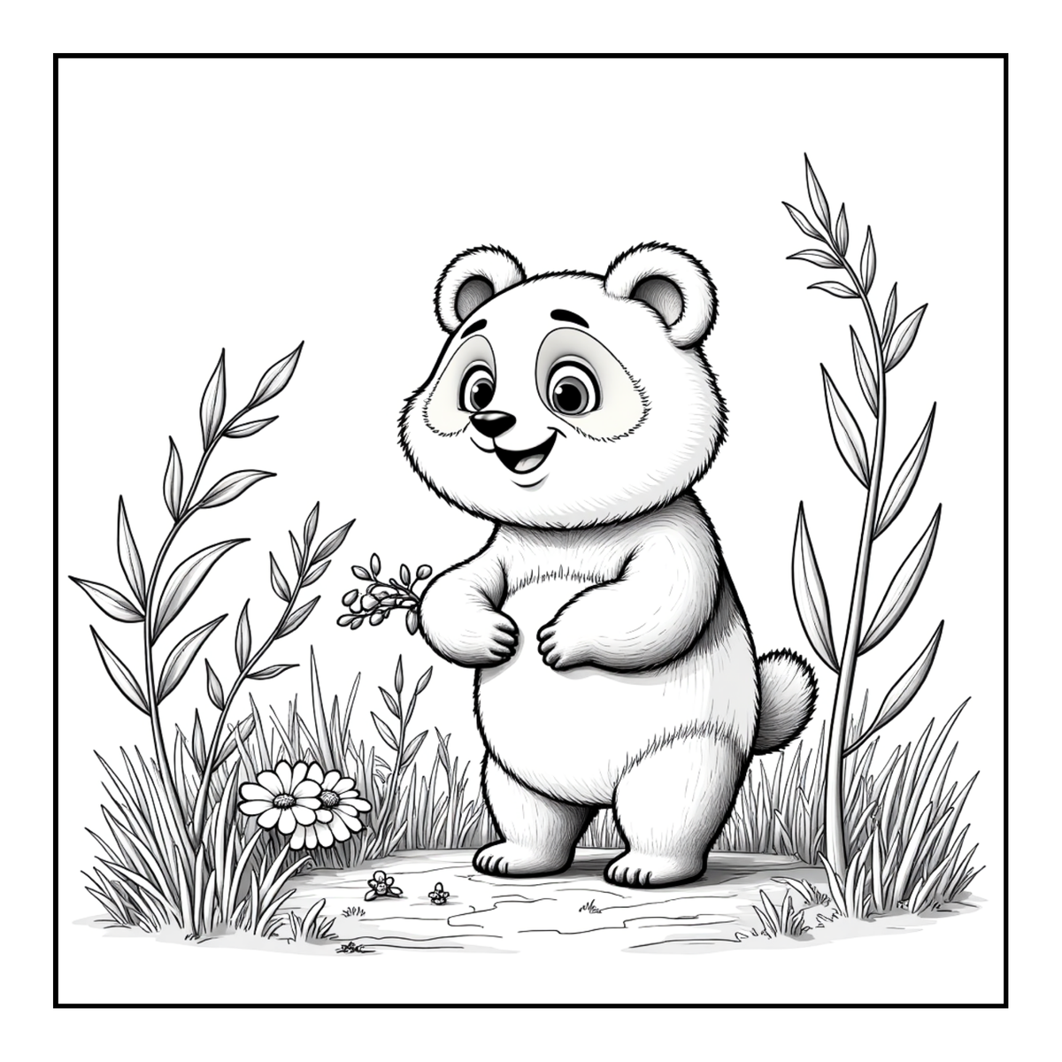 Cute Cozy Panda Bear Animal Coloring Book Gift for Adults Kids Boys Girls Teens: Single Sided Bold and Easy Cool Panda Bear Coloring Book
