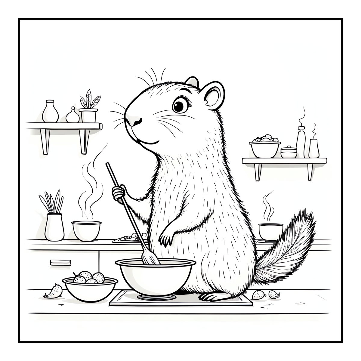 Cute Cozy Funny Capybara Animal Coloring Book Gift for Adults Kids Boys Girls Teens: Single Sided Bold and Easy Cool Capybara Coloring Book