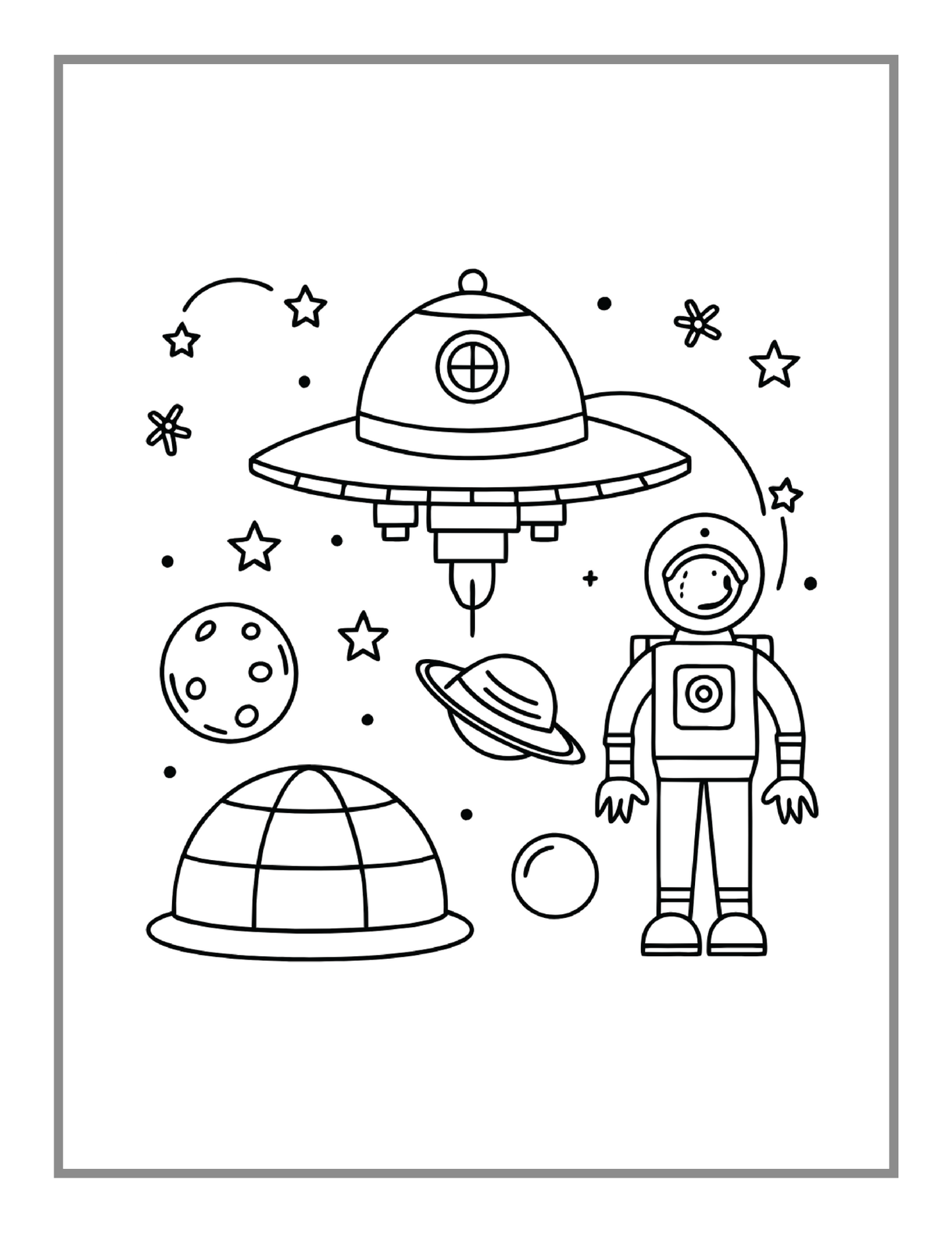 Outer Space Galaxy Planet UFO Extraterrestrial Coloring Book Gift for Kids Boys Girls 50 Pages Elementary Space Coloring Activity Book