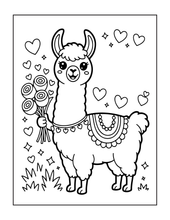 Load image into Gallery viewer, Cute Lama Valentine’s Day Coloring Book Bold Easy Pages for Kids Teens Adults Stress Relief Relaxation Gift
