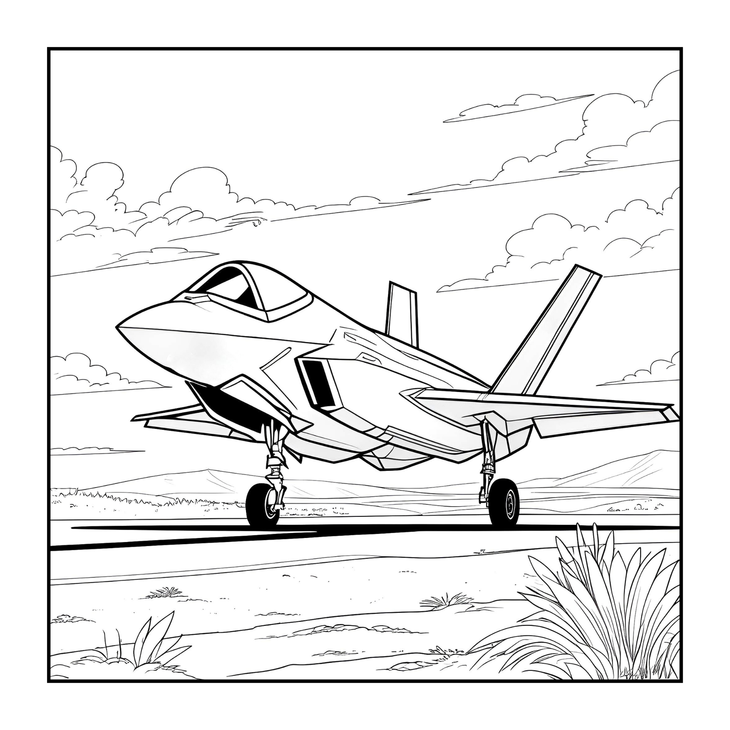 Military Jet Fighter Plane Coloring Book for Kids Adults Boys Girls 50 Pages Single Sided Plane Coloring Book Airplane Coloring Book Gift