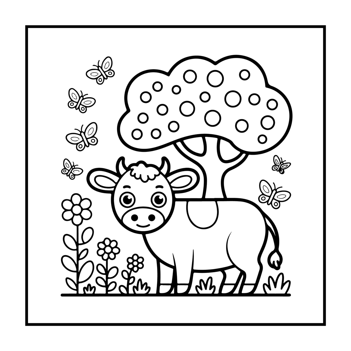 Cute Cow Coloring Book Gift for Adults Kids Boys Girls Teens: Single Sided Pages 25 Designs Cozy Cow Animal Coloring Book for Children