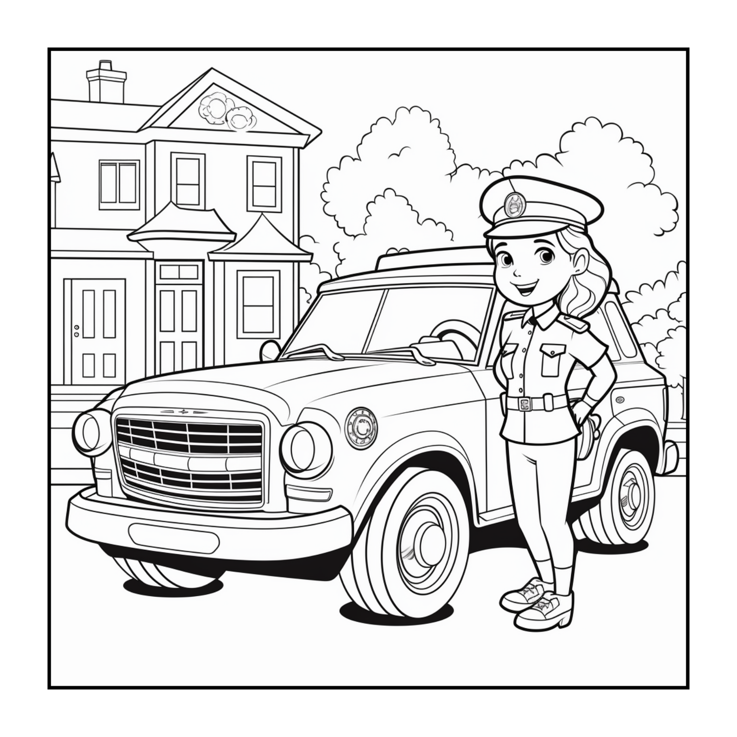 Cool Police Officer Coloring Book Gift for Adults Kids Boys Girls Teens 50 Pages Single Sided Police Coloring Activity Book for Children