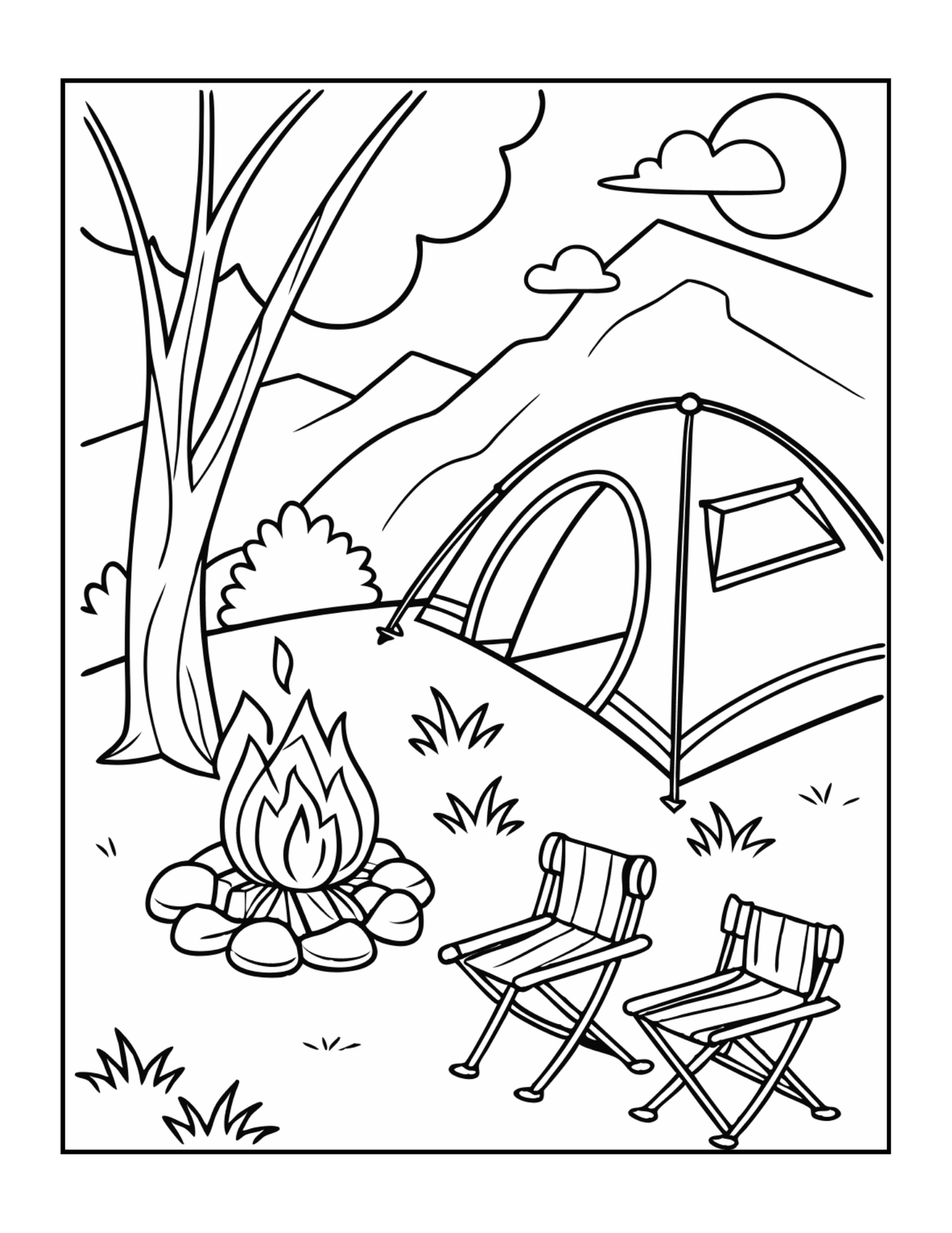 Bold and Easy Cozy Camping Coloring Book Gift for Adults Men Women Kids Boys Girls Young Teens Summer Camp Camping Coloring Sheets