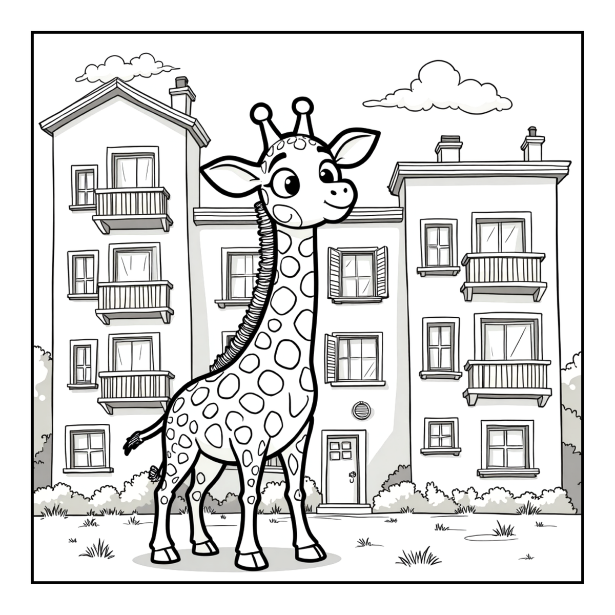 Cute Cozy Funny Giraffe Animal Coloring Book Gift for Adults Kids Boys Girls Teens: Single Sided Bold and Easy Little Giraffe Coloring Book