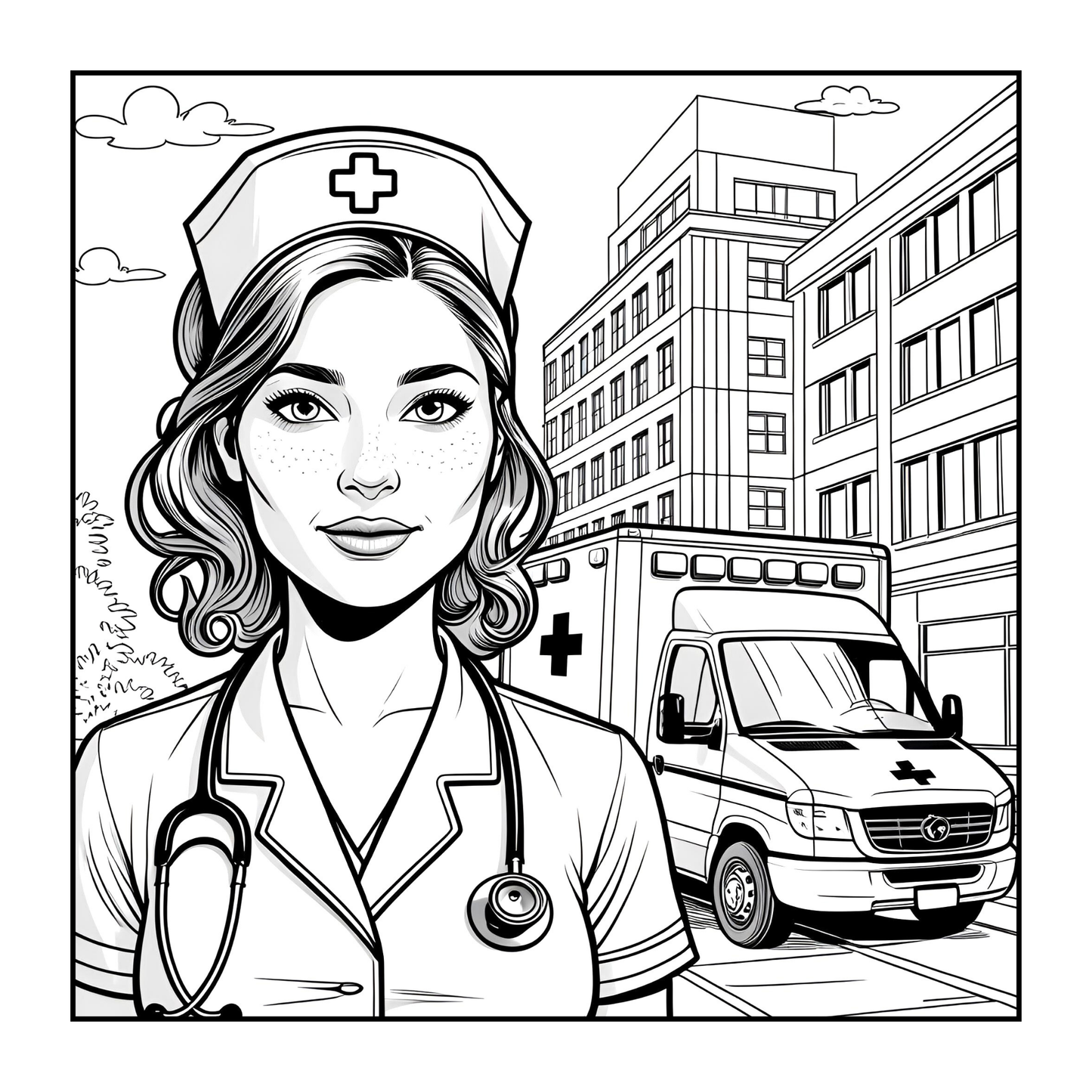 Nurse Coloring Book Gift for Adults Men Women Kids Young Boys Girls Teens 50 Pages Single Sided Hospital Nurse Coloring Activity Book