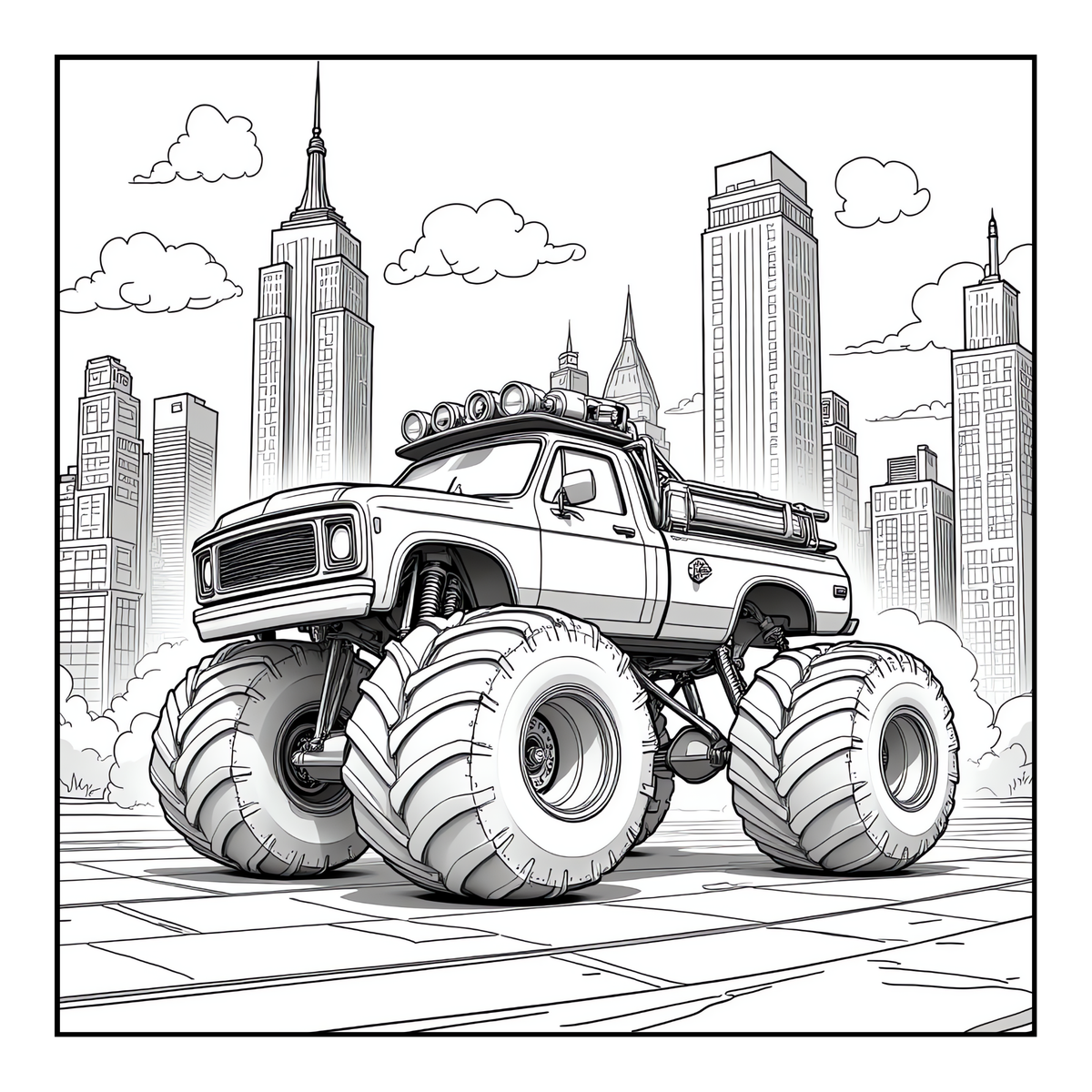Monster Truck Coloring Book for Kids Adults: Easy Monster Truck Coloring Book Pages for Toddlers Boys Girls Adults