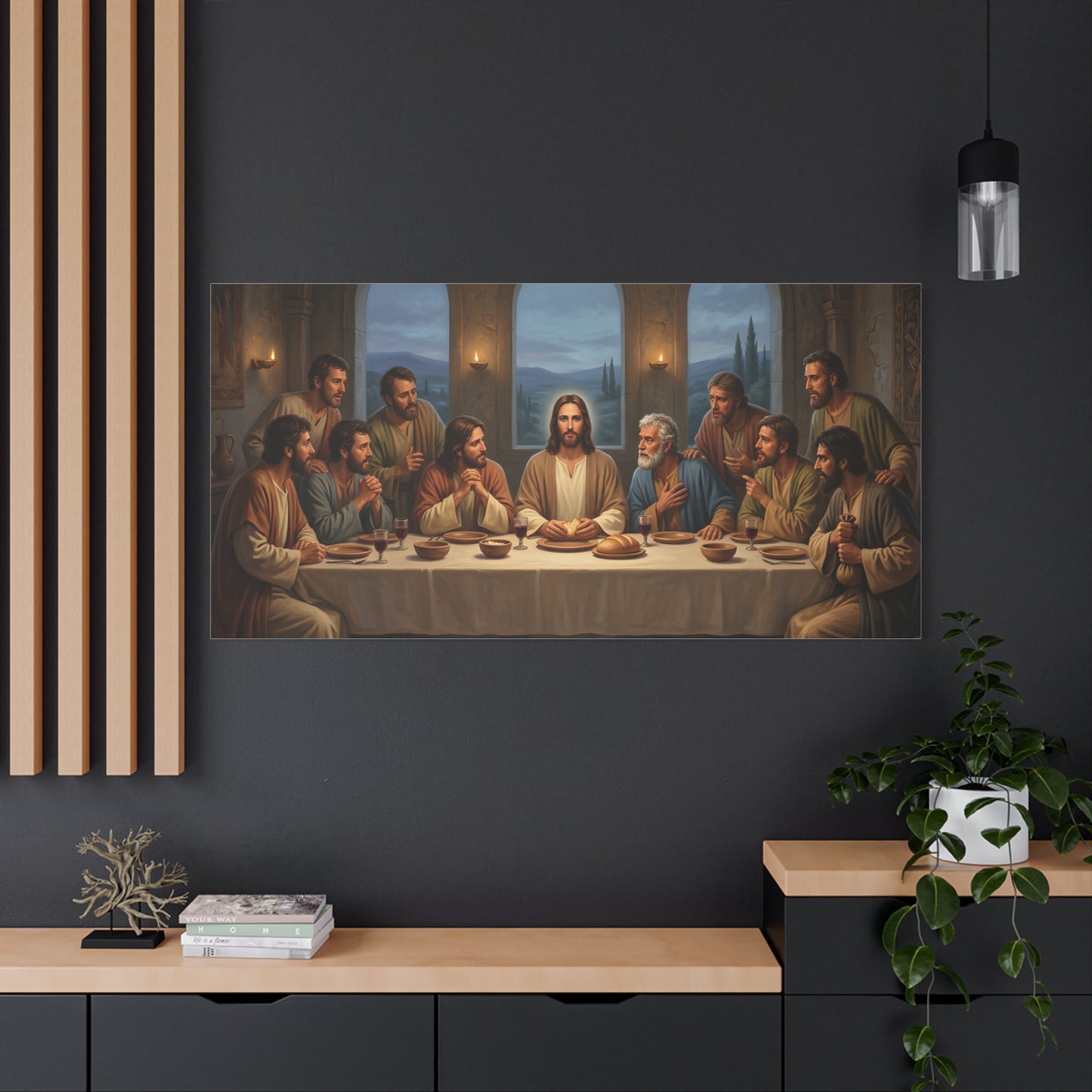 Cool Last Supper Canvas Wall Art Print Large Religious Biblical Faith Home Decor Christian Wall Art Ready to Hang for Living Room