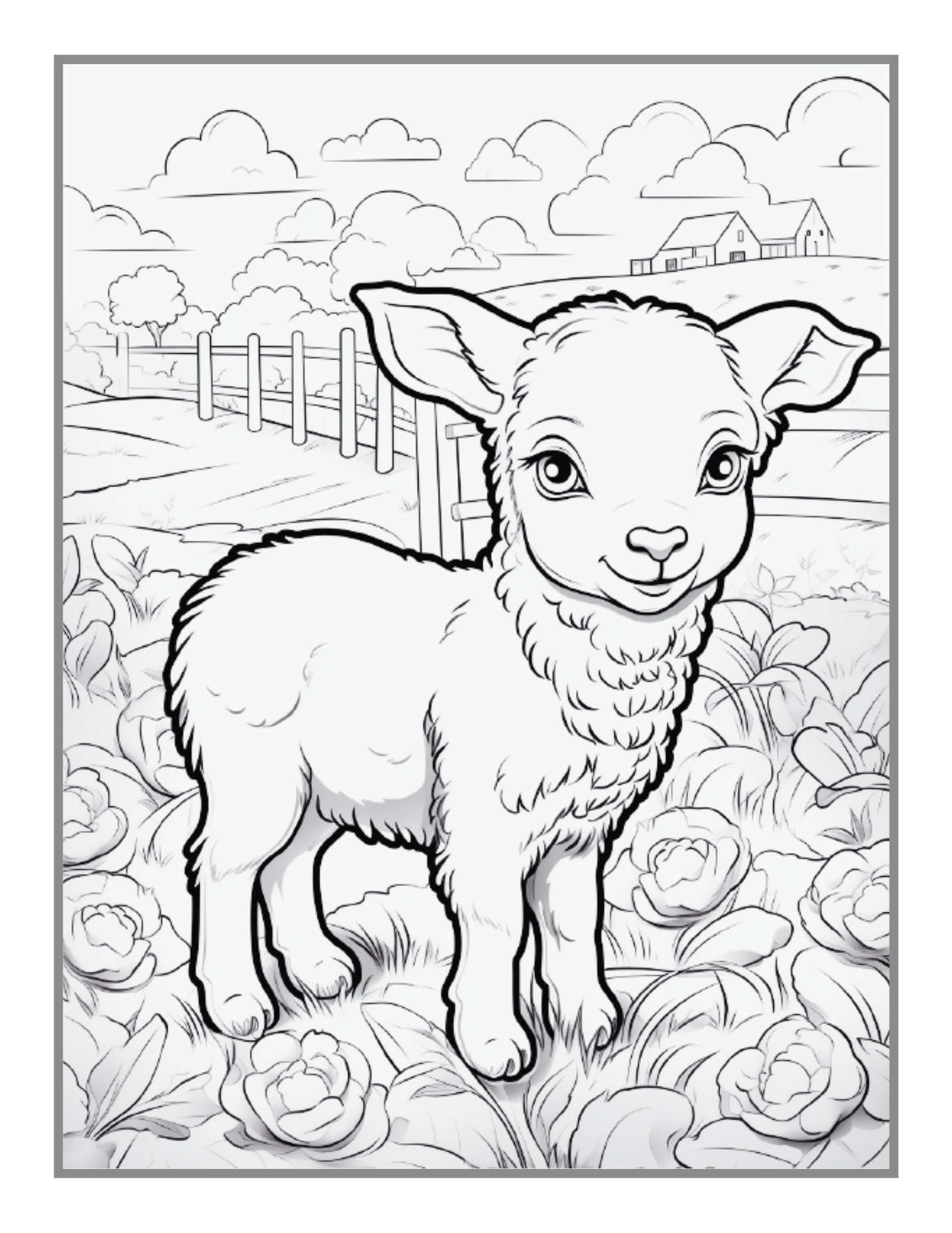 50 Pages Cute Farm Animals Coloring Book Gift for Adults Kids Men Women Boys Girls Children Country Farm Animals Cow Sheep Coloring Sheets