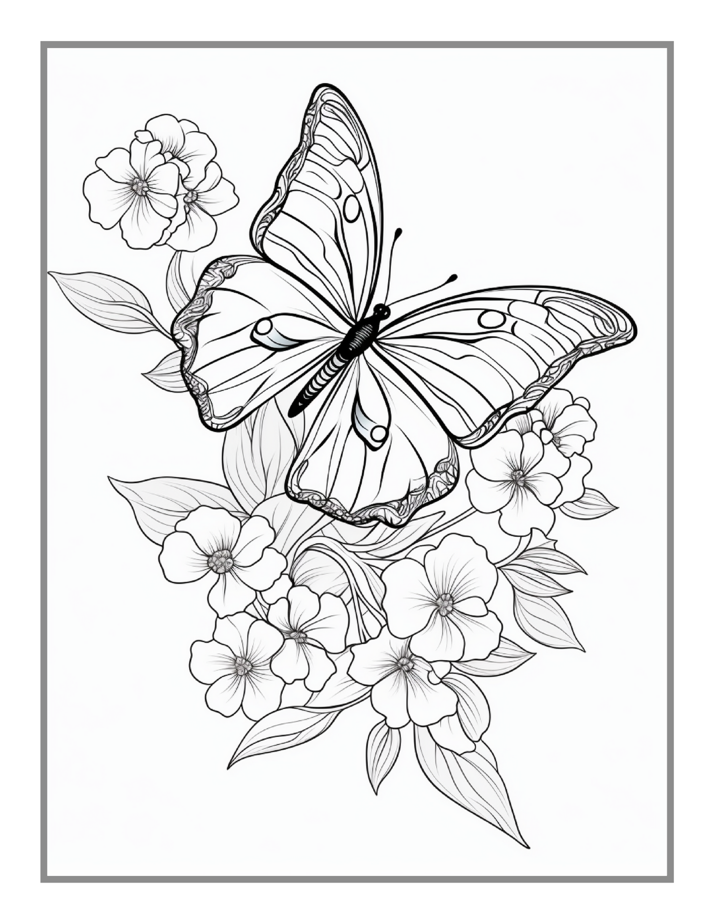 50 Pages Cute Butterfly and Flower Coloring Book Holiday Birthday Gift Present for Adults Kids Men Women Boys Girls Teens Butterfly Lover