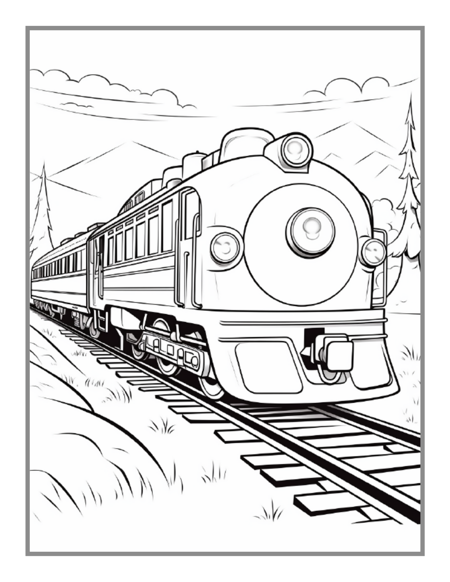 50 Pages Train Locomotive Enthusiasts Coloring Book Gift for Adults Kids Boys Girls Cute Freight Train Locomotive Lover Coloring Sheets