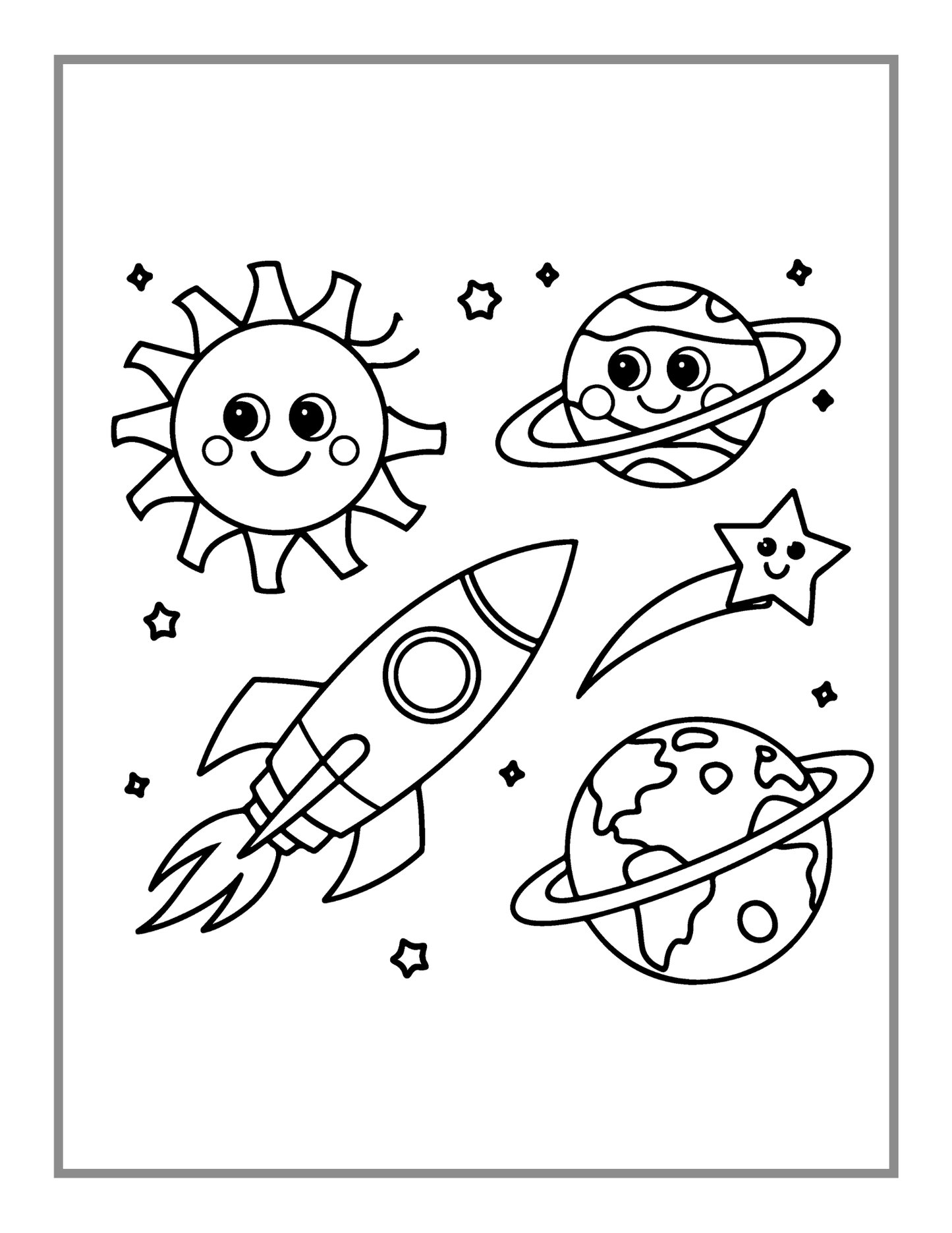 50 Pages Outer Space Galaxy Planet UFO Extraterrestrial Coloring Book Gift for Kids Boys Girls Space Elementary Coloring Activity Book