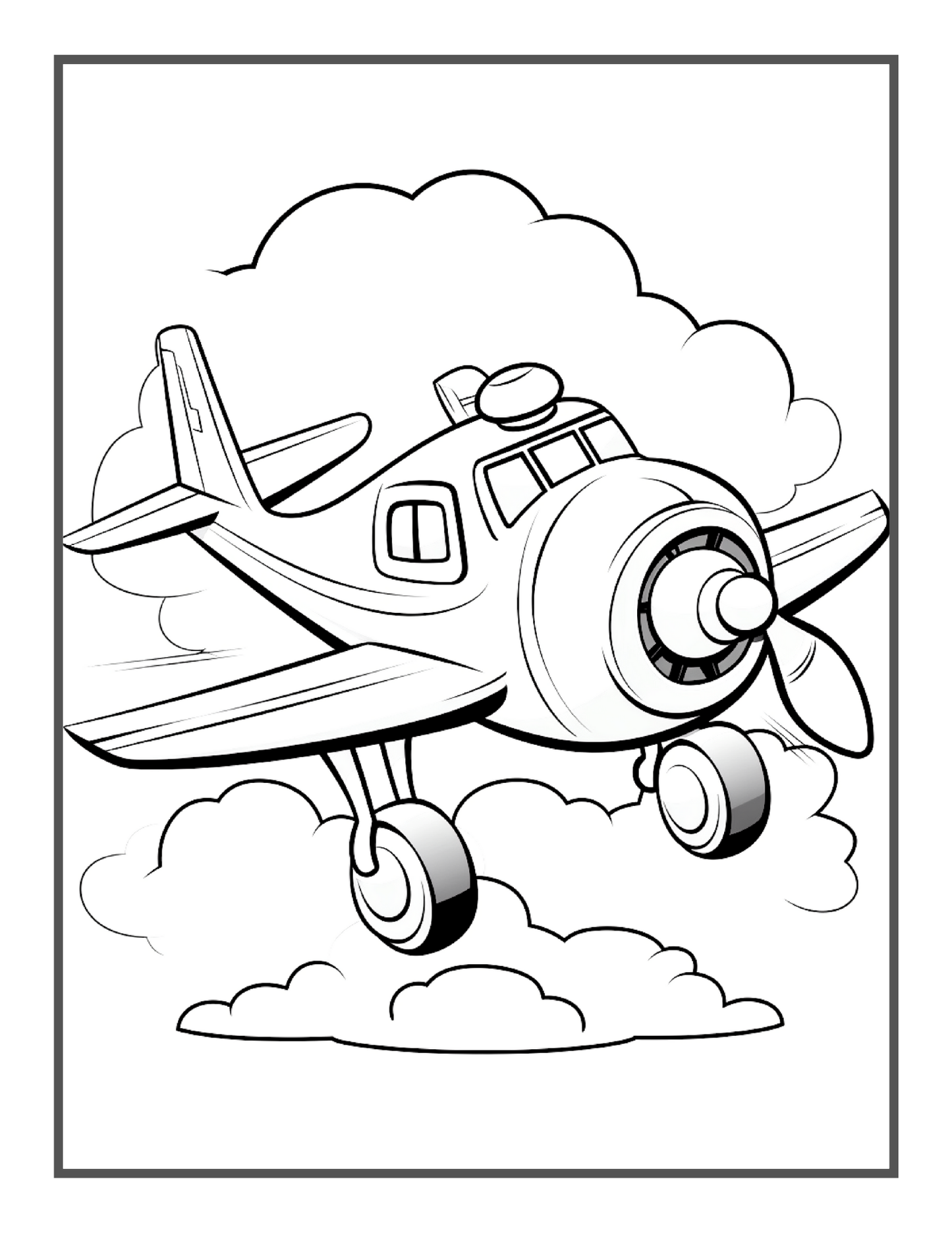 50 Pages Cute Airplane Coloring Book Gift for Kids Boys Girls Teens Youth Flying Airplane Aviation Fan Coloring Book Plane Coloring Pages