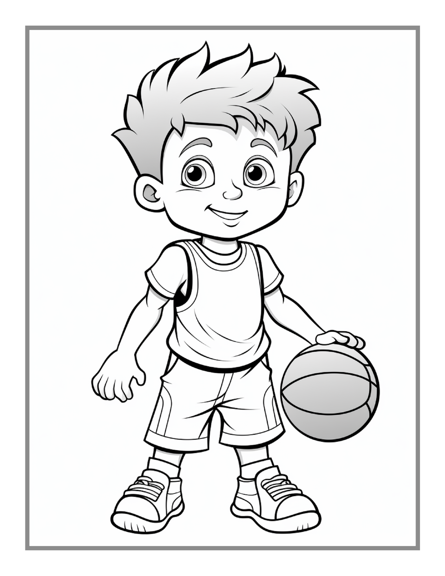 50 Pages Basketball Coloring Book Gift for Adults Kids Men Women Boys Girls Teens Youth Bold and Easy Funny Relaxing Coloring Book