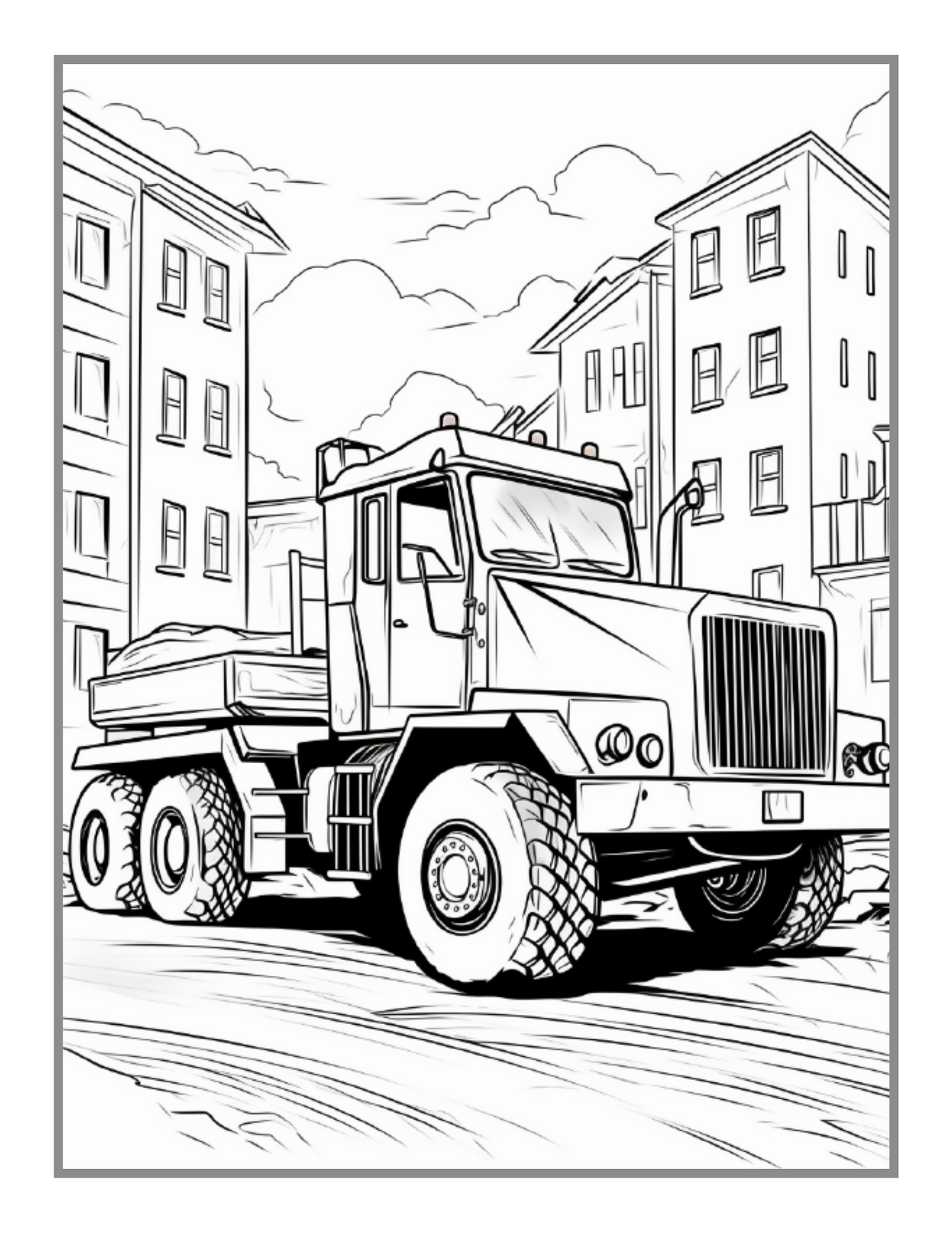 Construction Vehicle Coloring Book Gift for Men Women Adults Kids Boys Girls Teens Children 50 Pages Construction Truck Coloring Pages