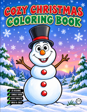 Load image into Gallery viewer, Christmas Coloring Book for Kids Adults Cute Snowman Holiday Activity Printed Softcover Book Bold Easy Winter Holiday Gift Single Sided Page
